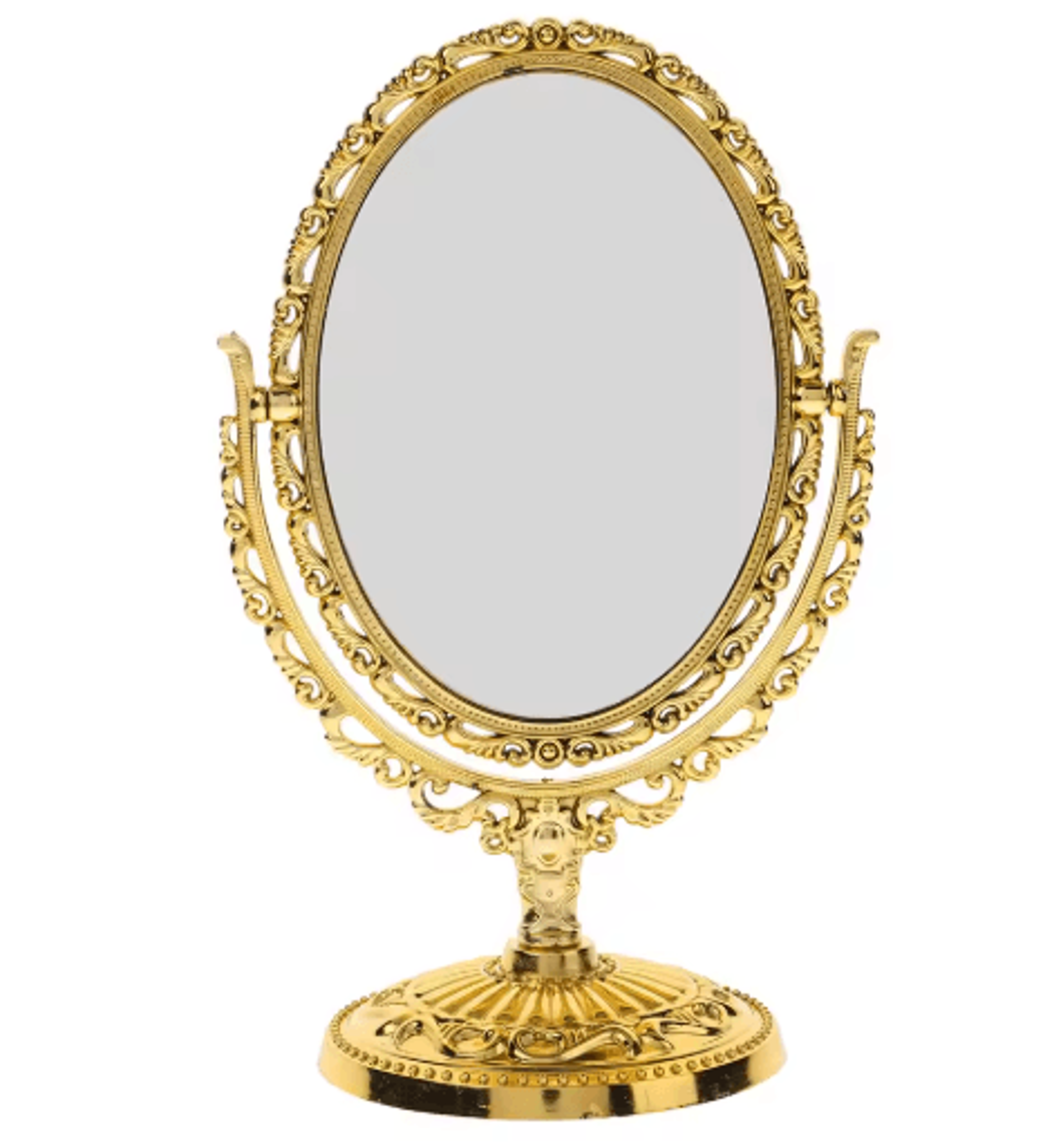 Vintage Rotating Oval Vanity Mirror  DoubleSided Golden Desktop Makeup Mirror 0