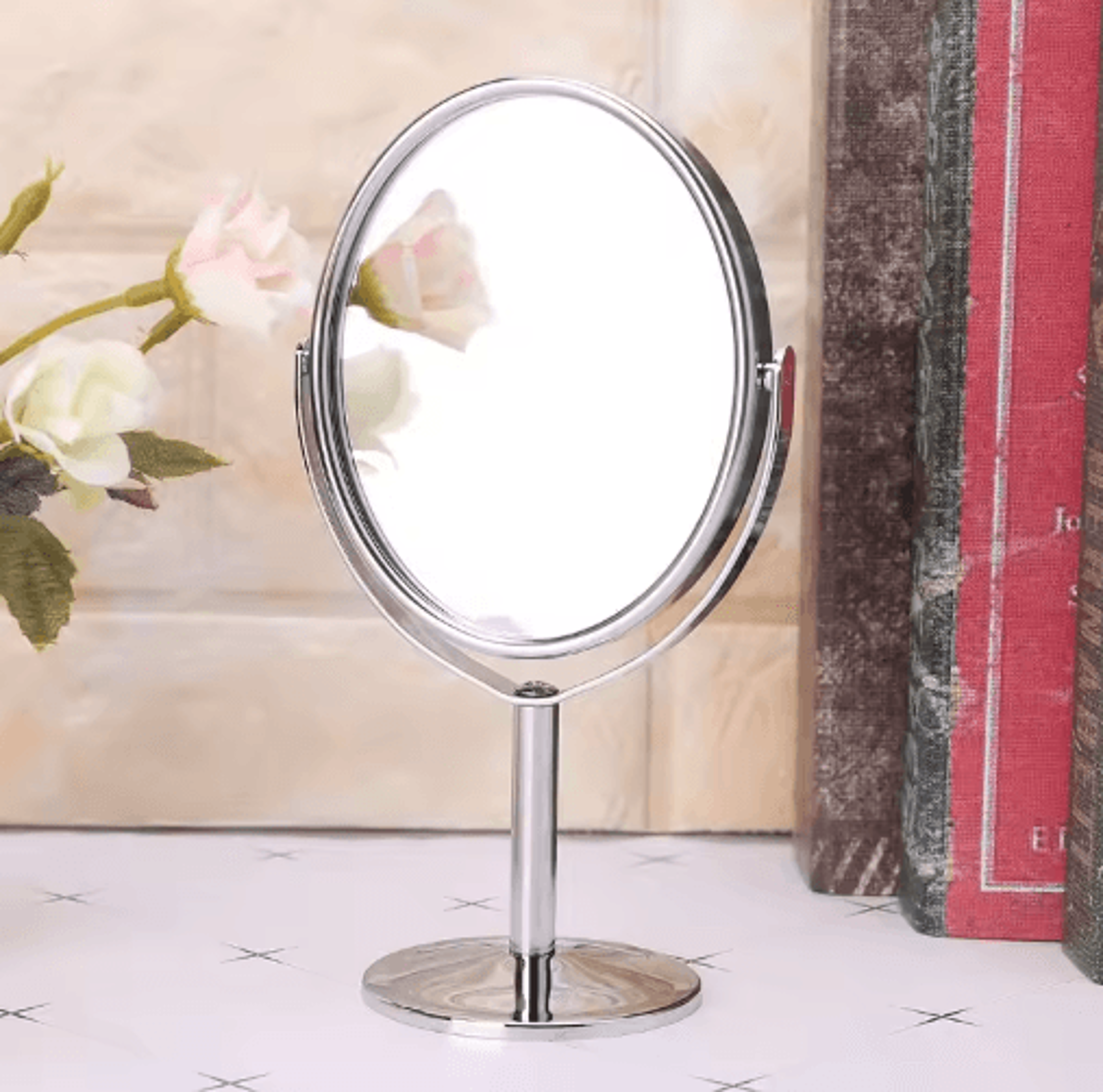 DoubleSided Standing Makeup Mirror  Desktop Vanity Cosmetic Mirror 0