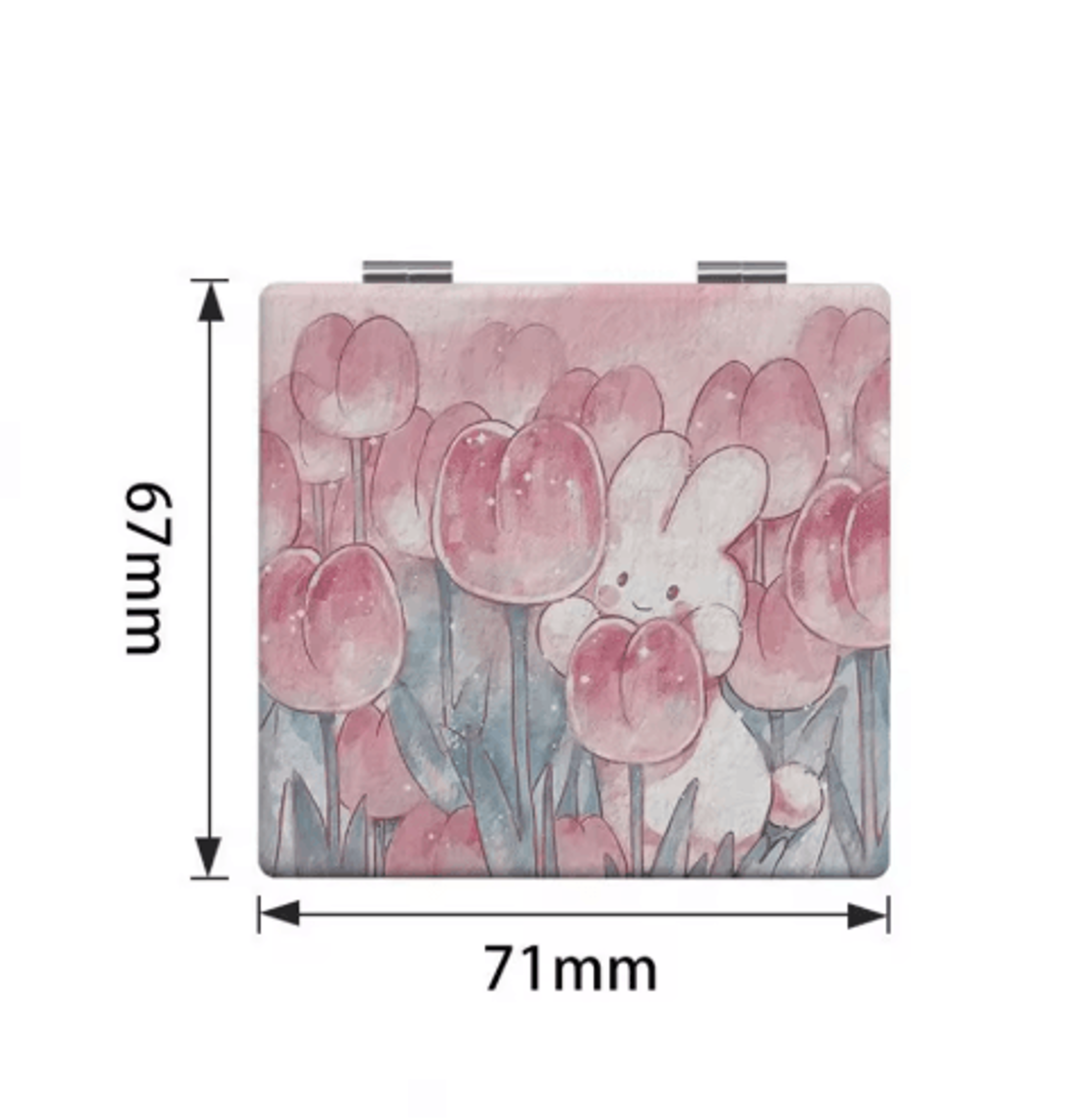 Tulip Bunny Compact Mirror  Cute DoubleSided Folding Pocket Makeup Mirror 3