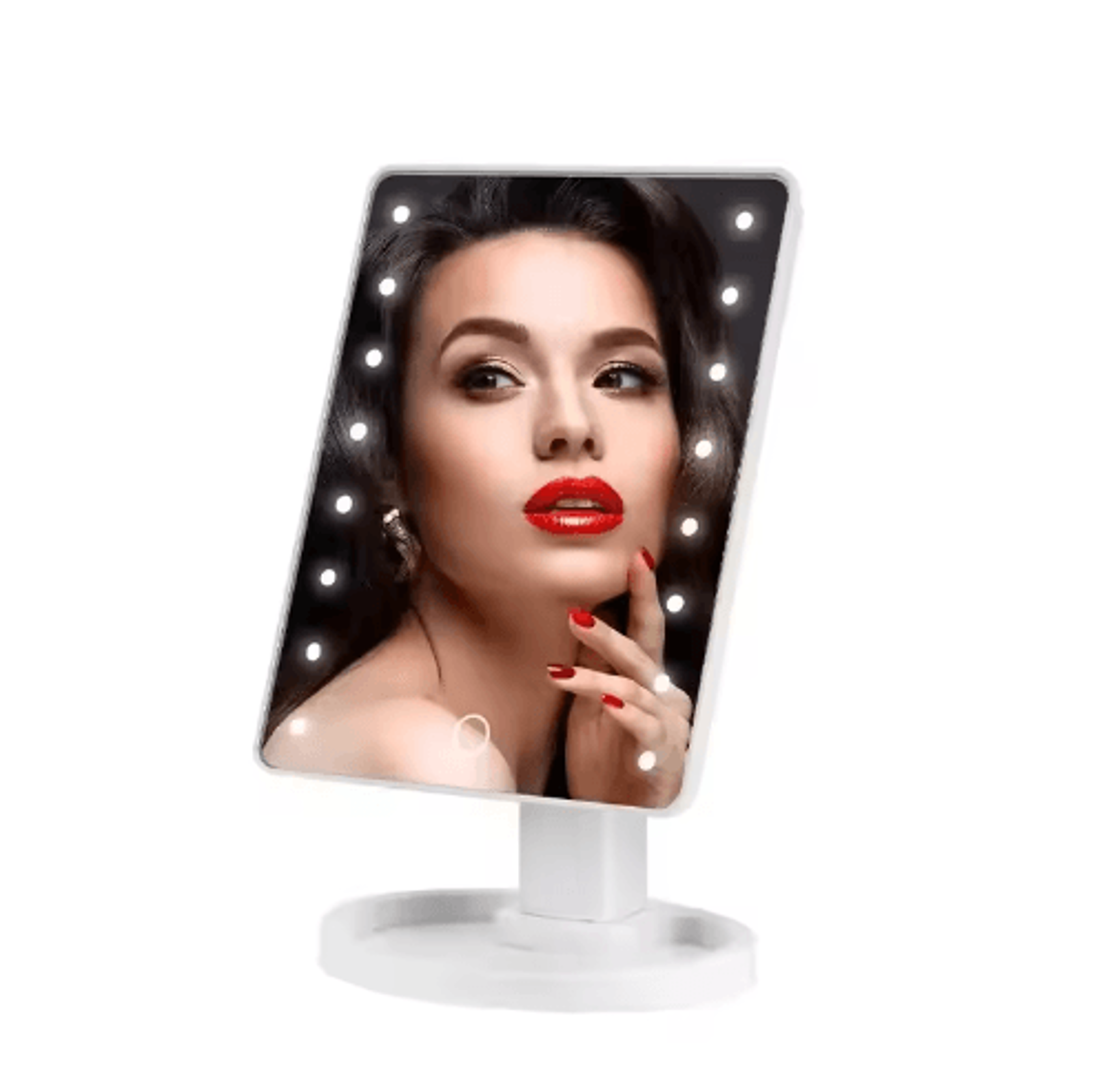 Square LED Vanity Mirror  Adjustable Lighted Makeup Mirror With Organizer Stand 0