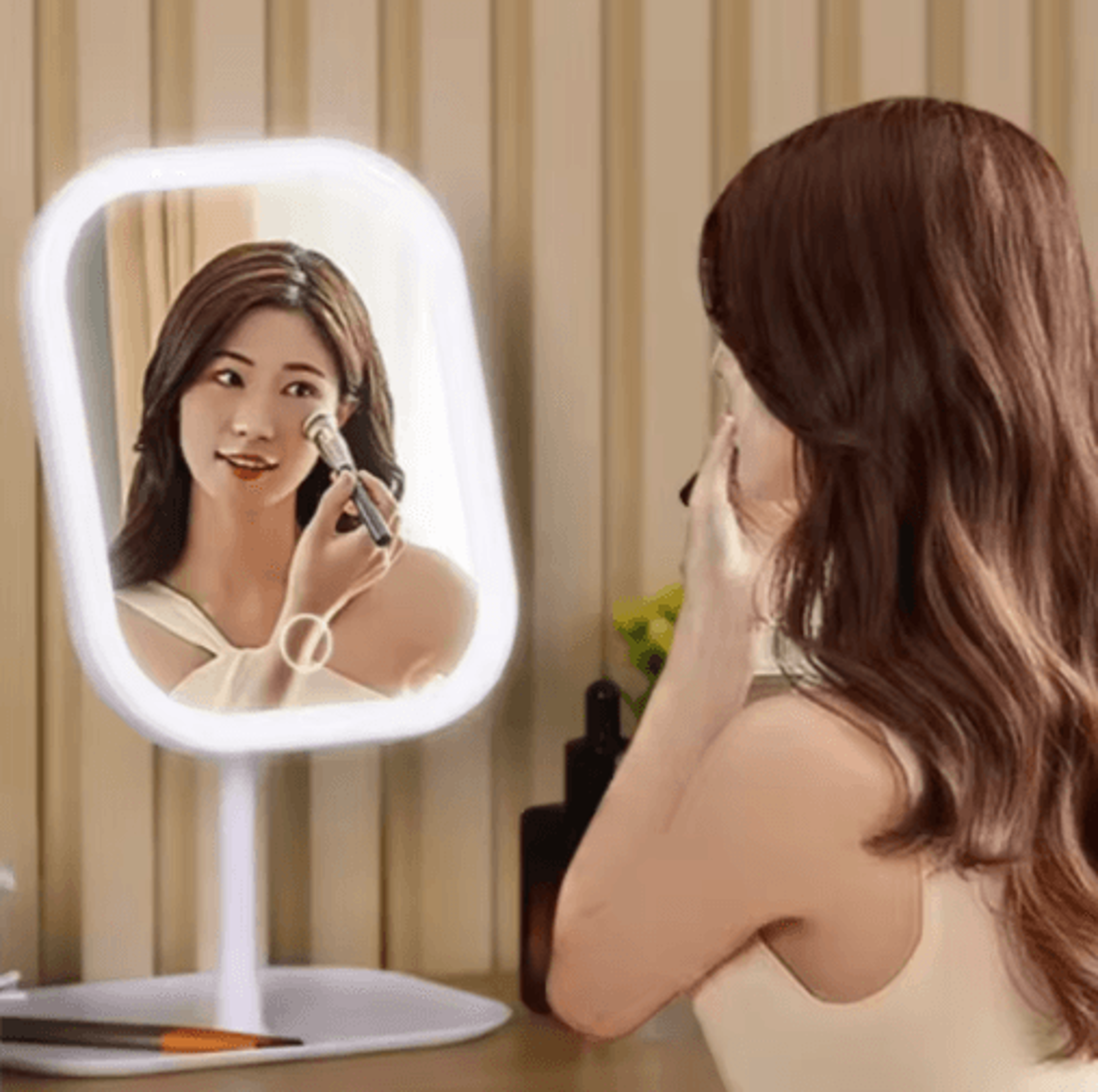 3Color LED Vanity Mirror  Dimmable Touch Control Desktop Makeup Mirror 6