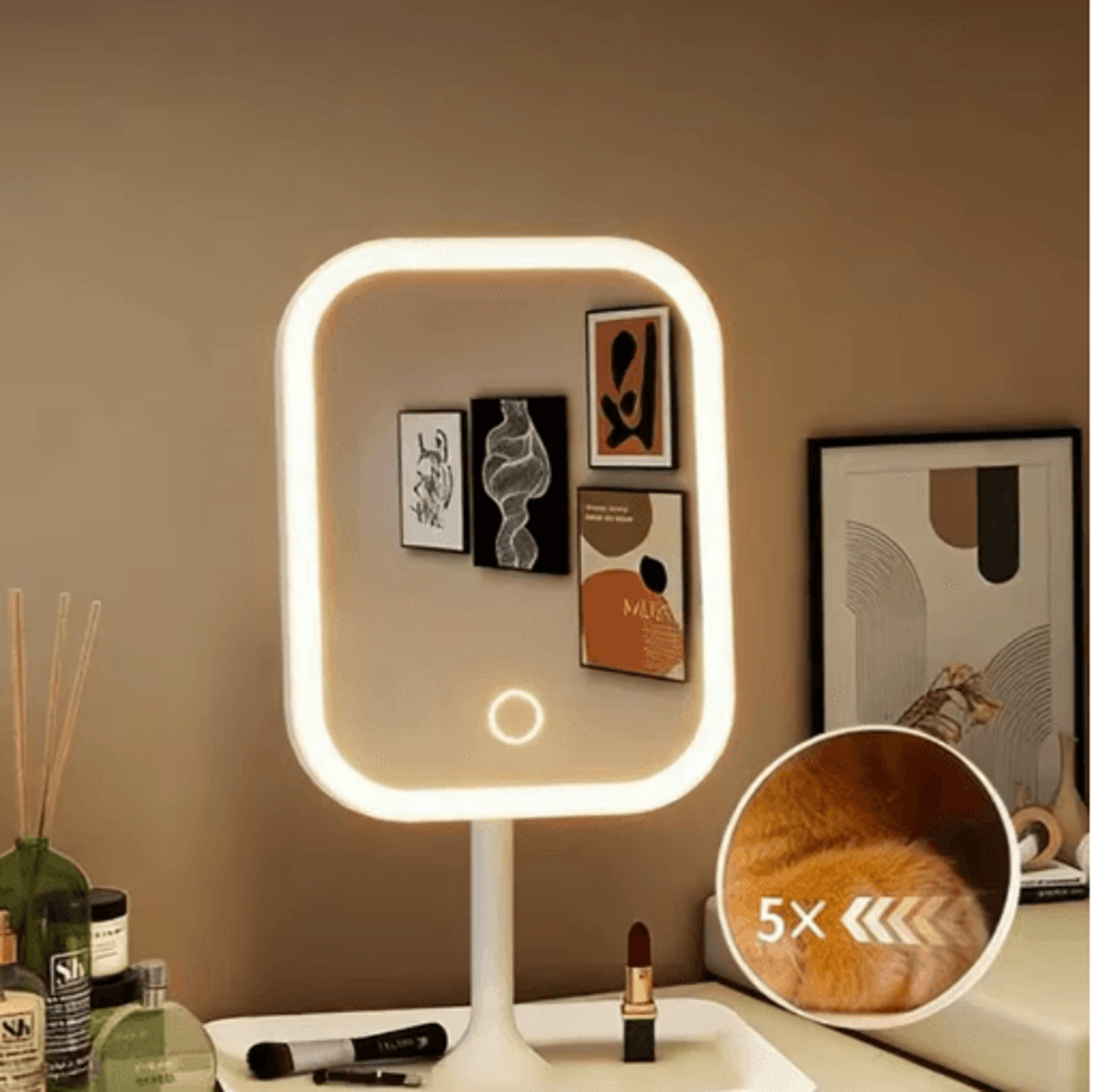 3Color LED Vanity Mirror  Dimmable Touch Control Desktop Makeup Mirror 0