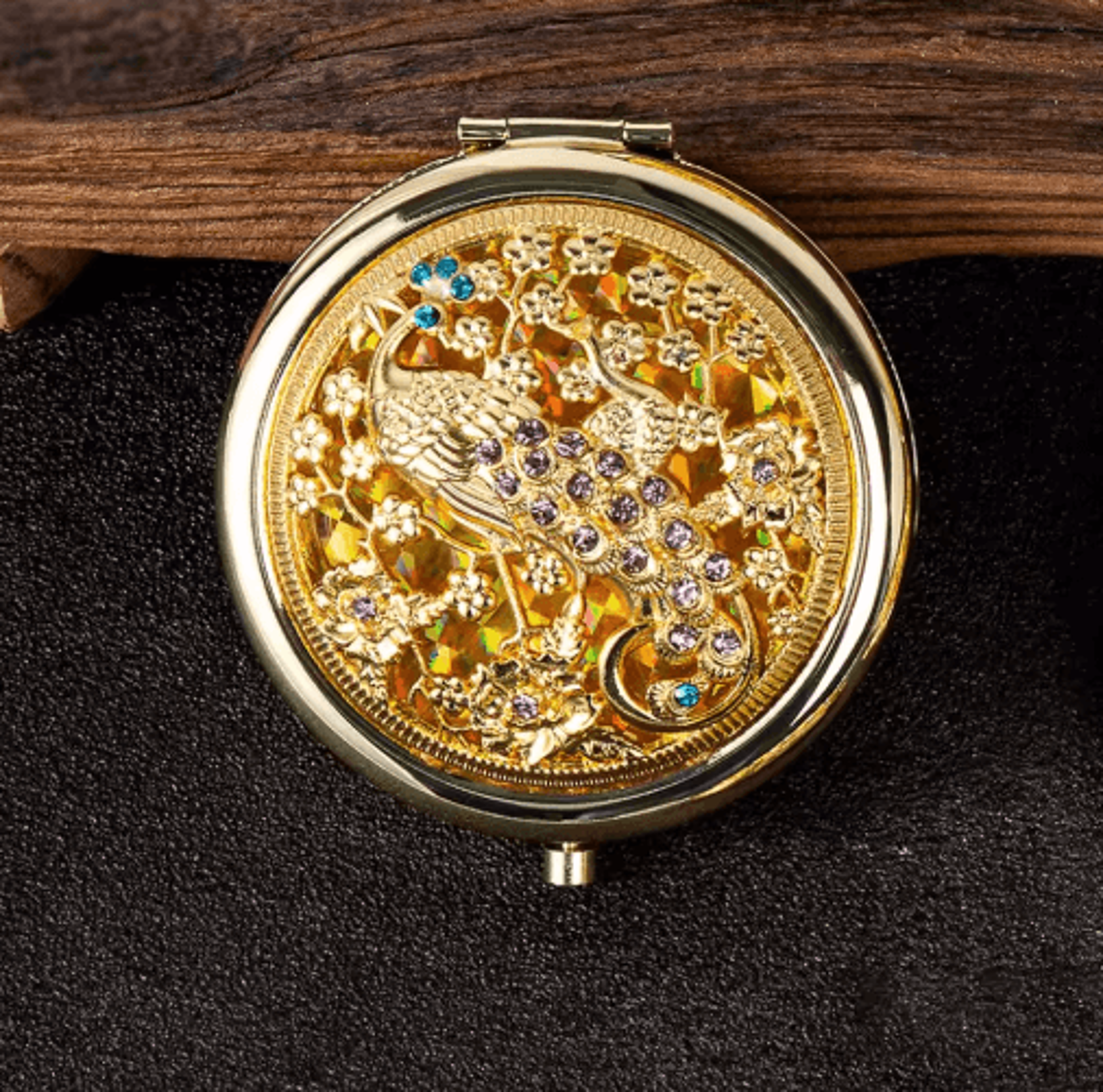 Vintage Round Pocket Mirror  Foldable Handheld Travel Cosmetic Mirror 4