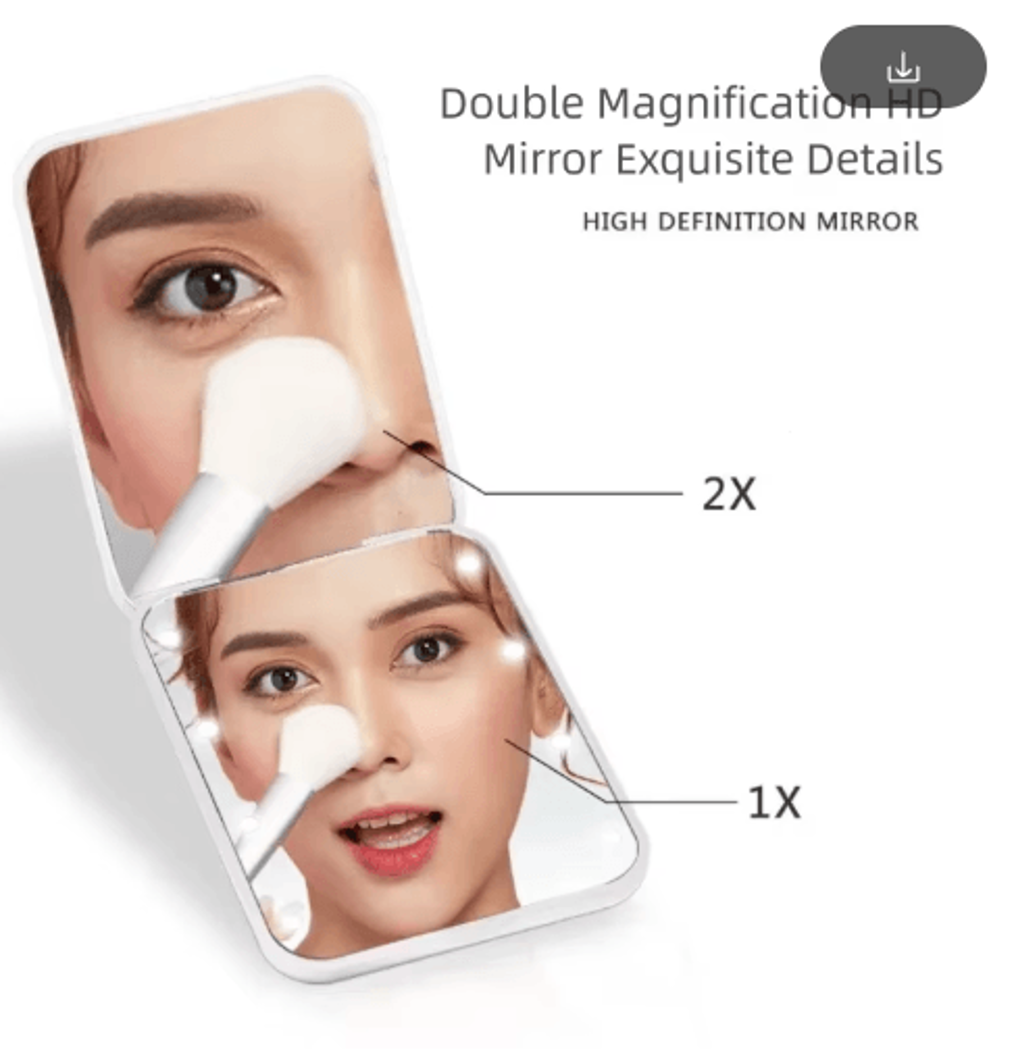 8LED Compact Makeup Mirror  2X Magnifying Foldable Pocket Mirror 9