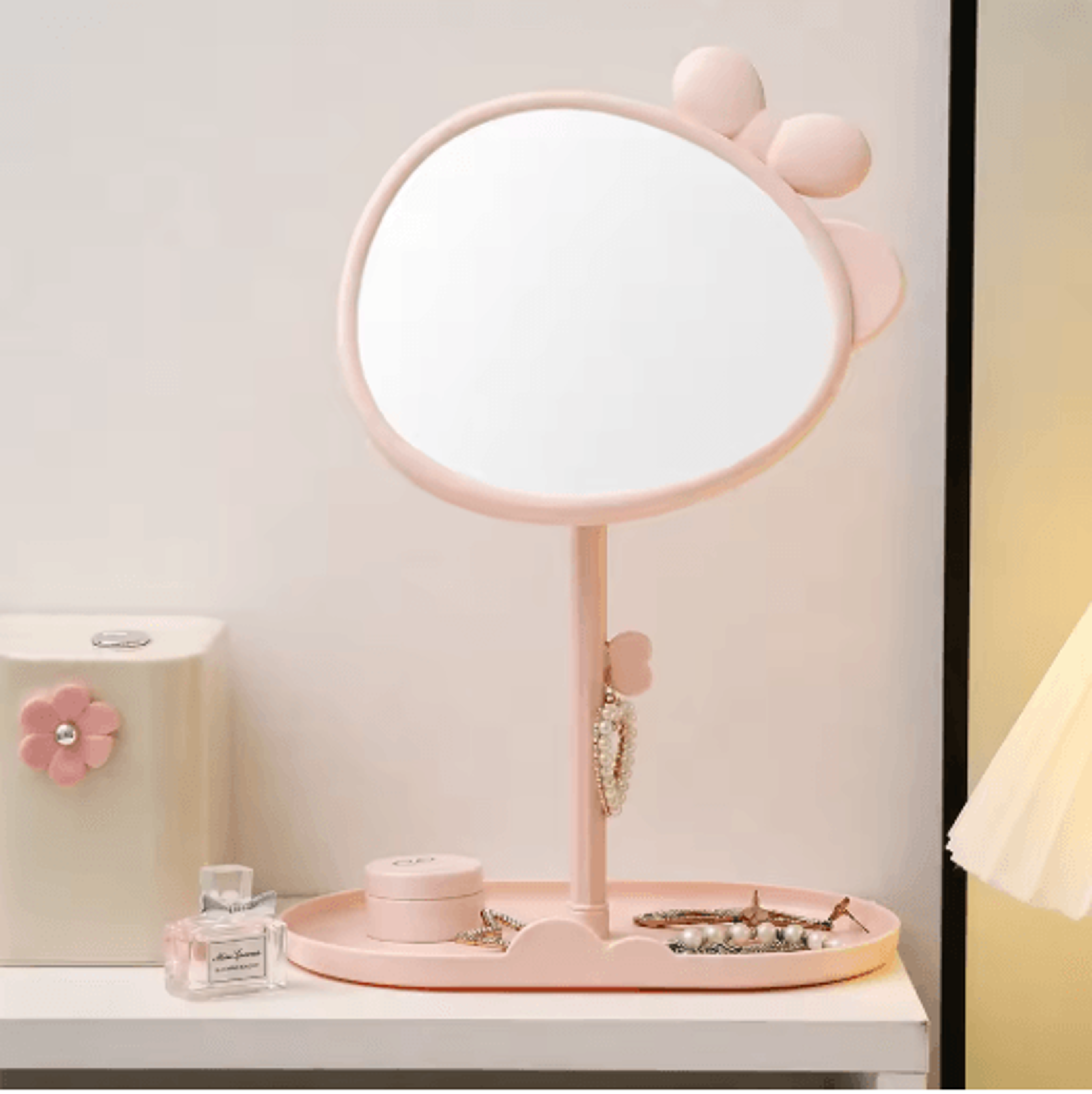 Cute 360 Rotating Vanity Mirror  Adjustable Desktop Makeup Mirror 0