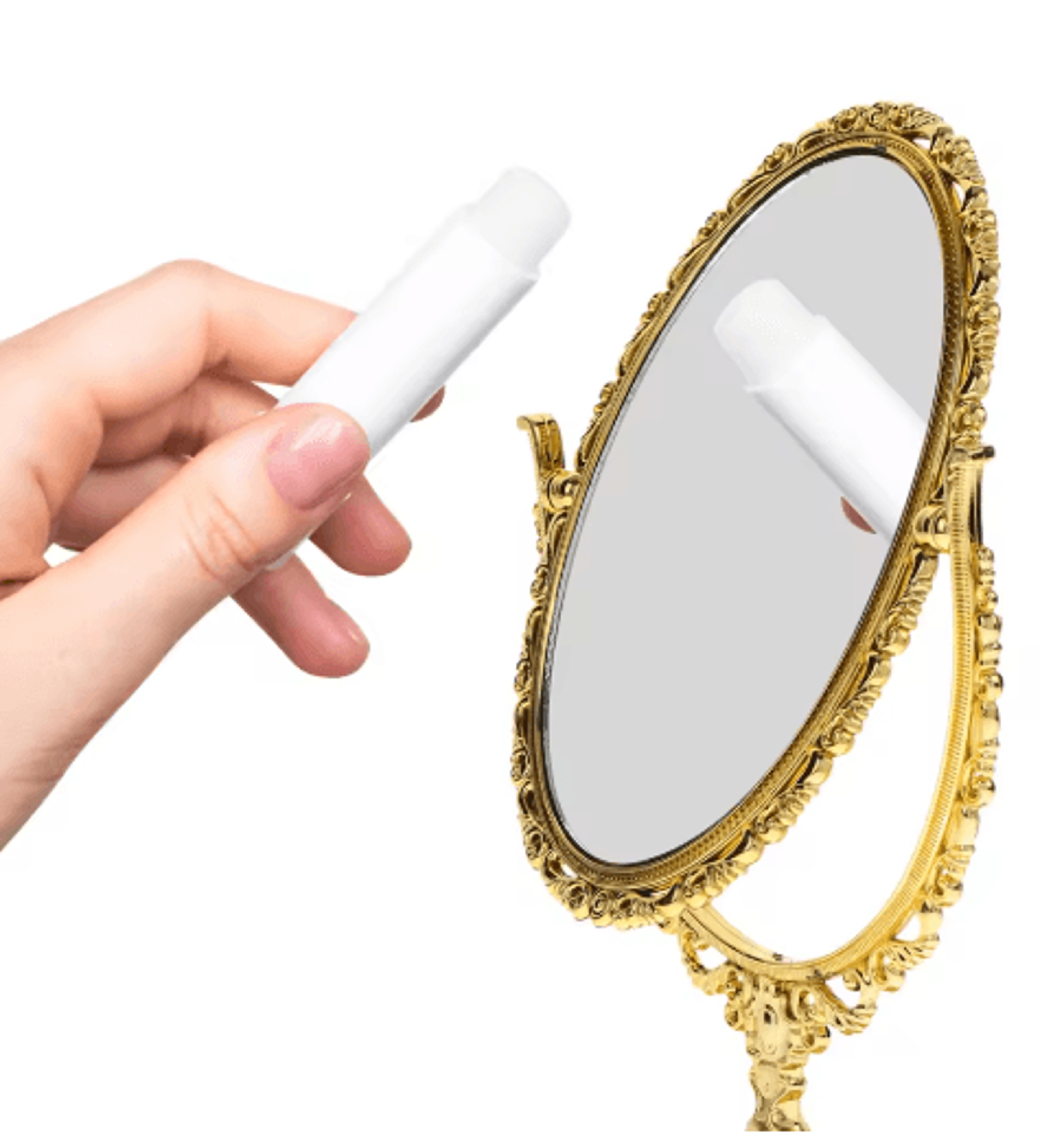 Vintage Oval Vanity Mirror  DoubleSided Rotating Golden Desktop Mirror 4