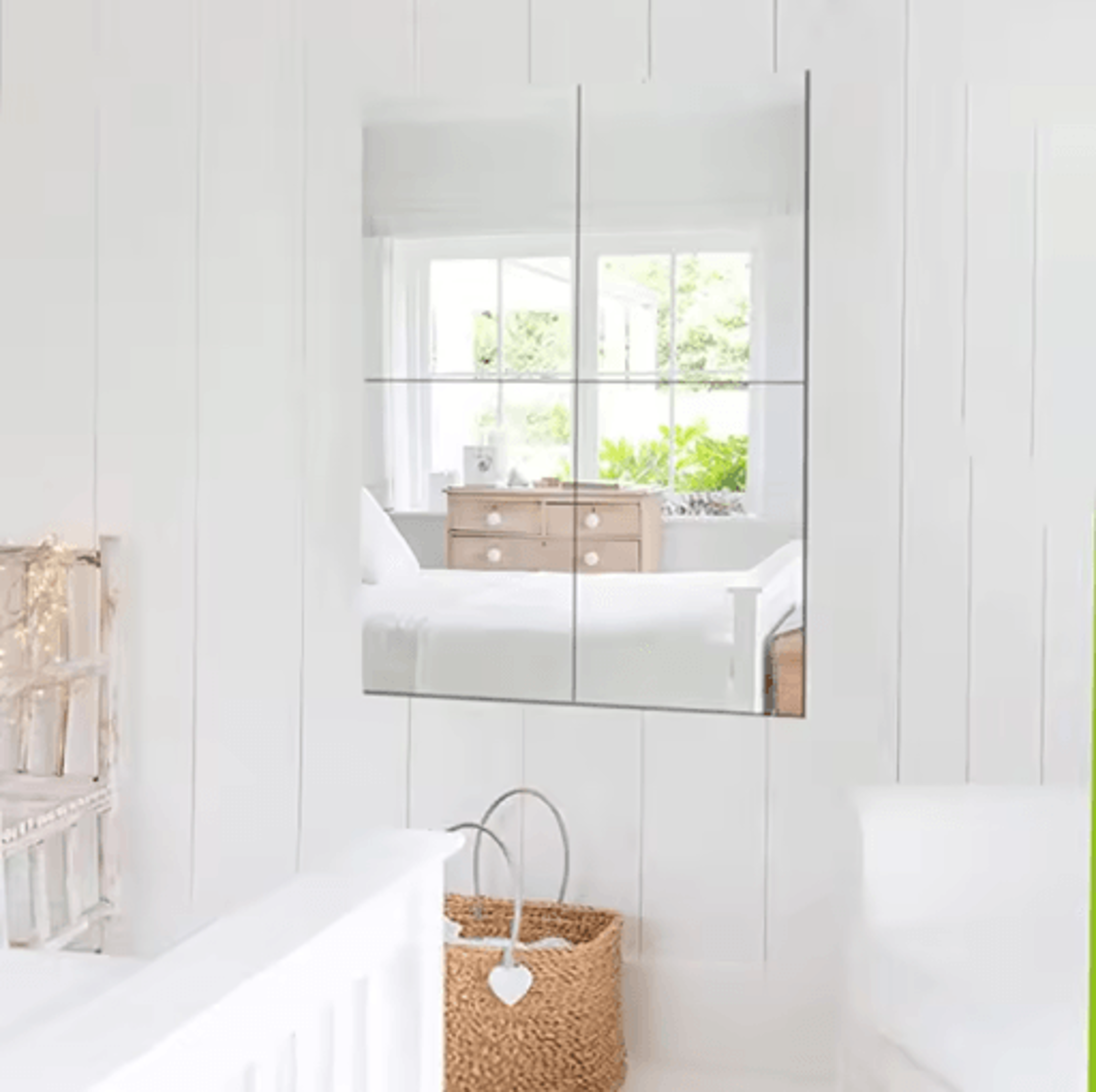 4Pcs Flexible Acrylic Mirror Sheets  NonGlass DIY Wall Mirror Tiles With Adhesive Stickers 4