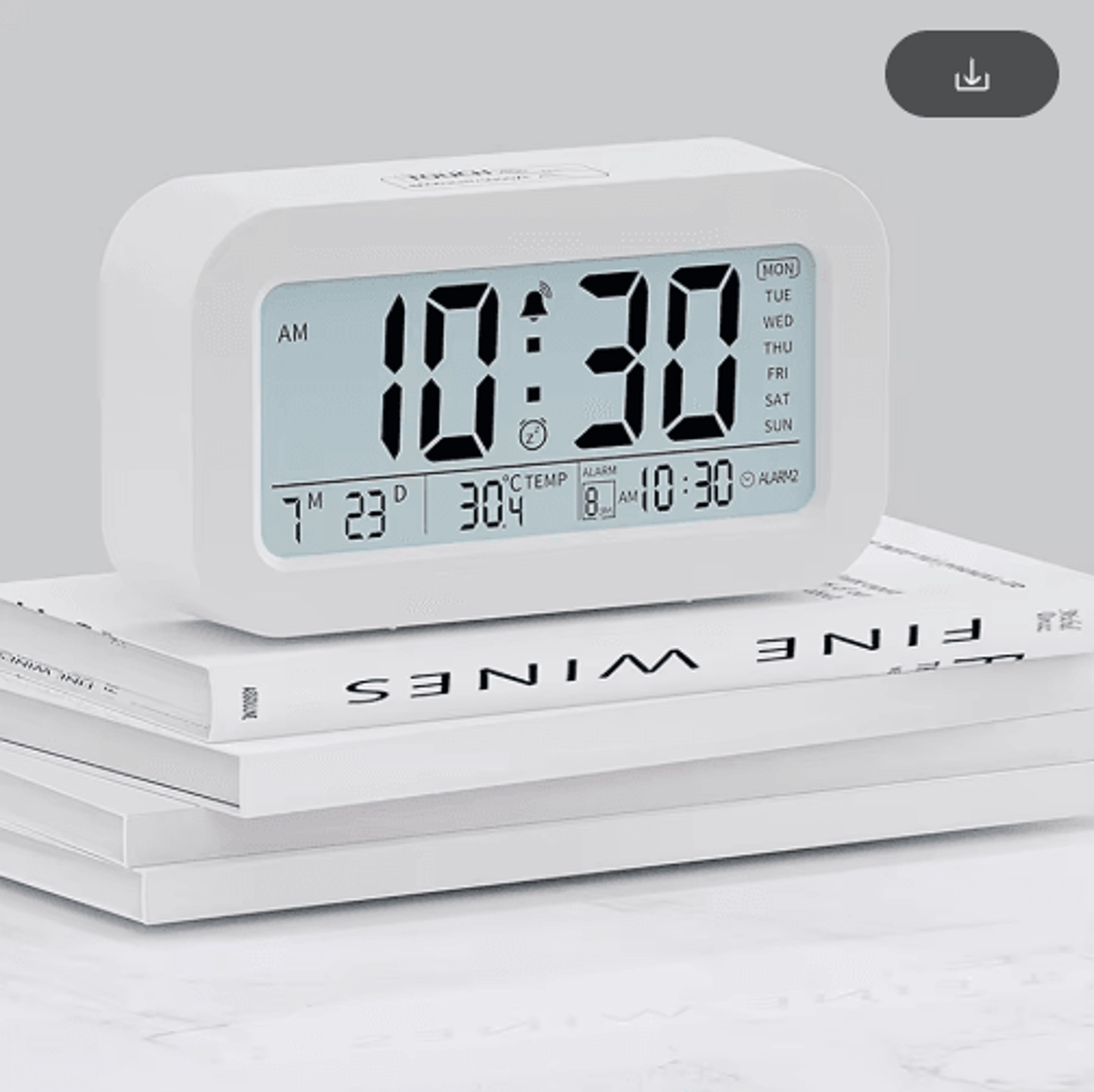 MultiFunction LCD Alarm Clock  3 Alarms Temperature Date  Snooze Display 0
