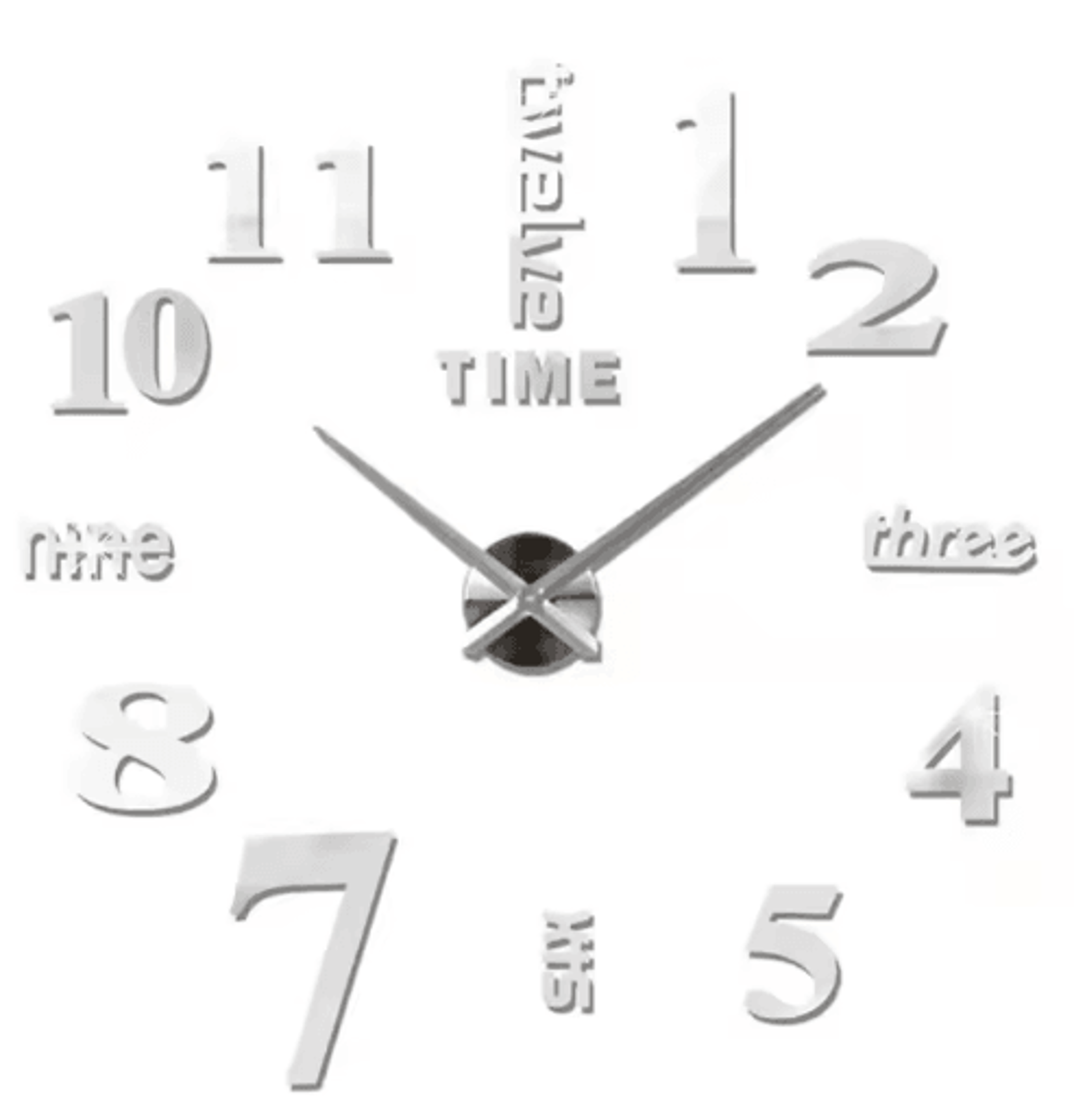 Large Roman Numeral Mirror Wall Clock  2D3D DIY Acrylic Quartz Clock Sticker 7
