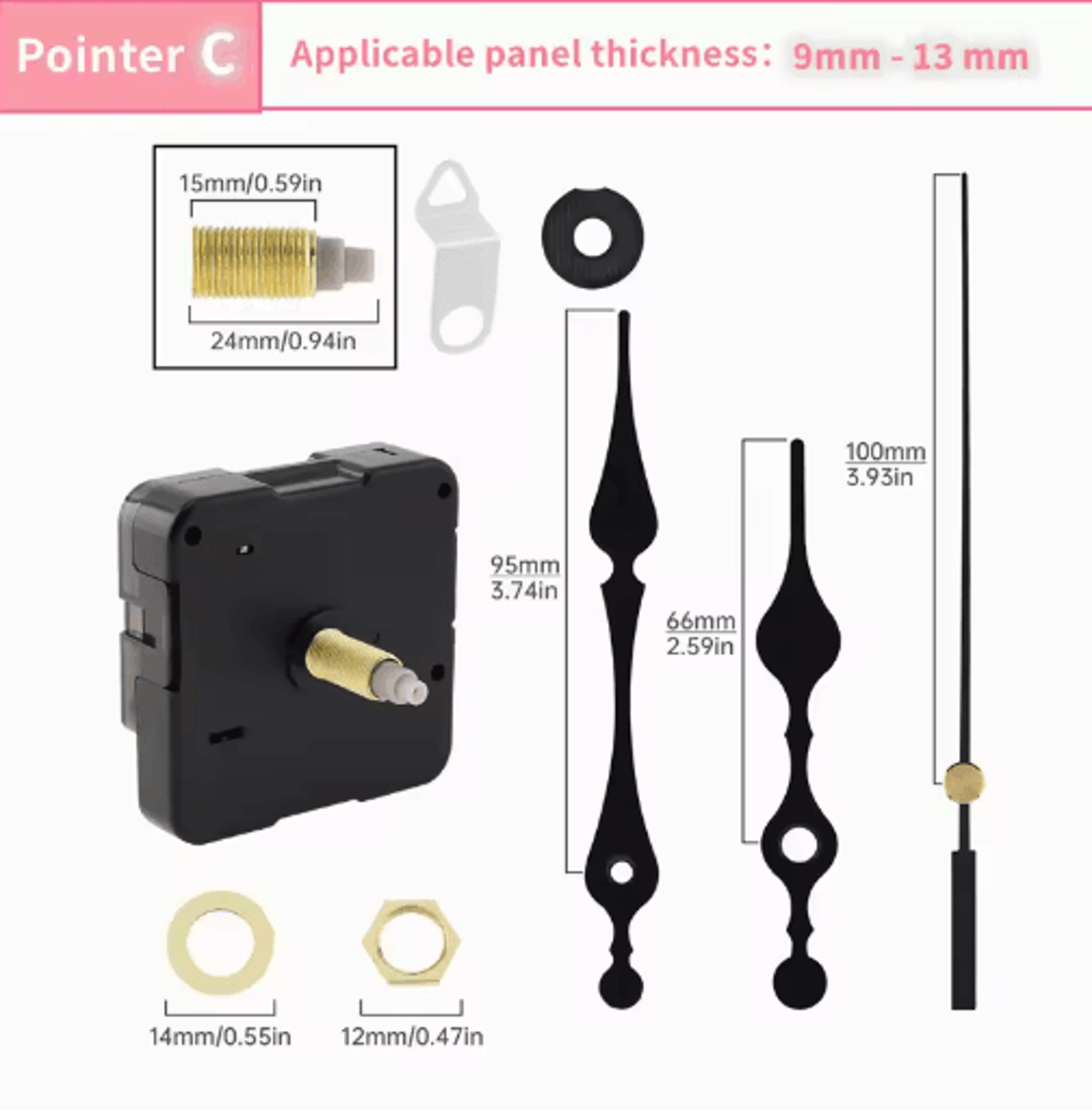 Long Shaft Silent Quartz Clock Movement  DIY Wall  Table Clock Repair Mechanism 10