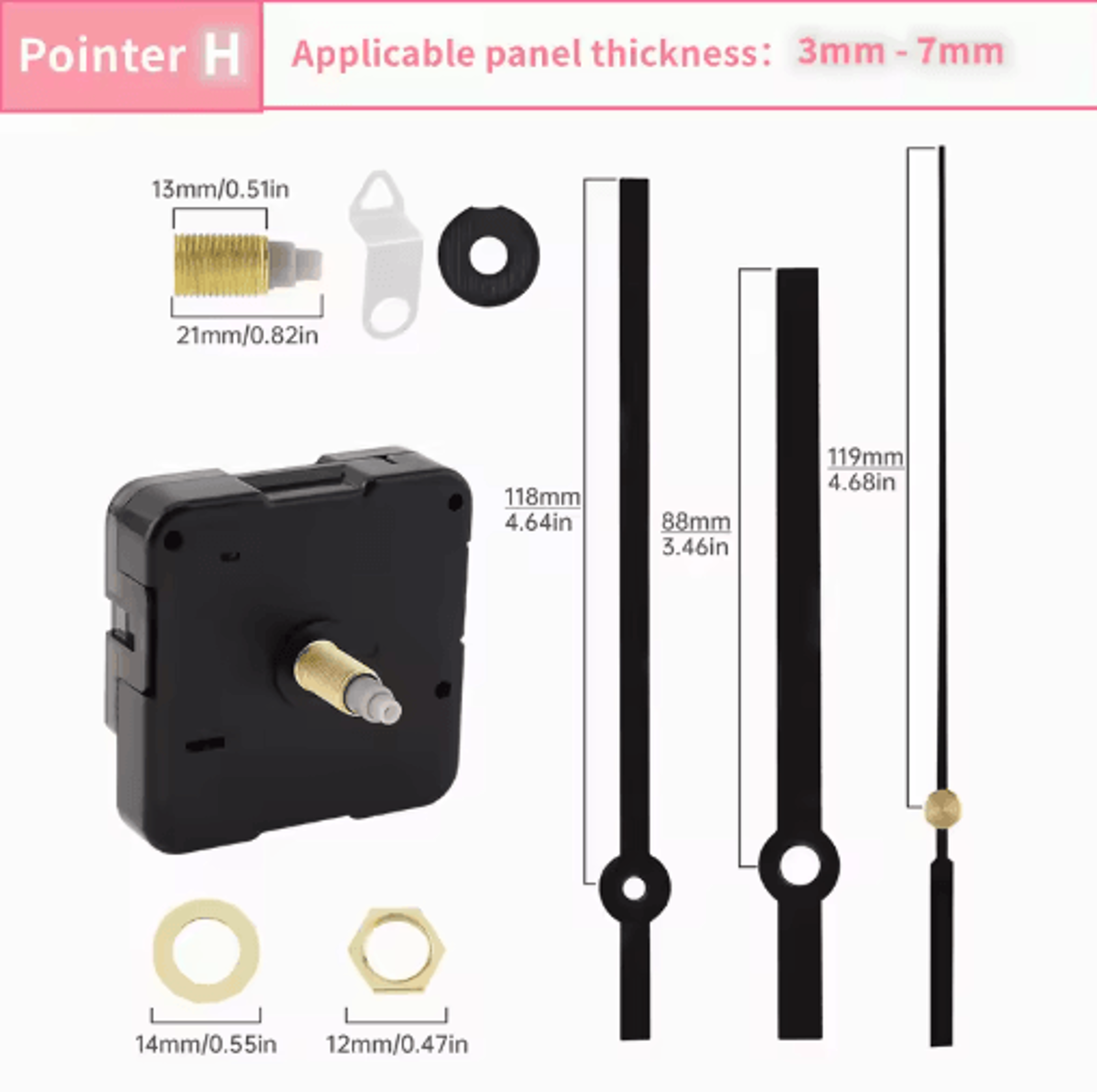 Long Shaft Silent Quartz Clock Movement  DIY Wall  Table Clock Repair Mechanism 11