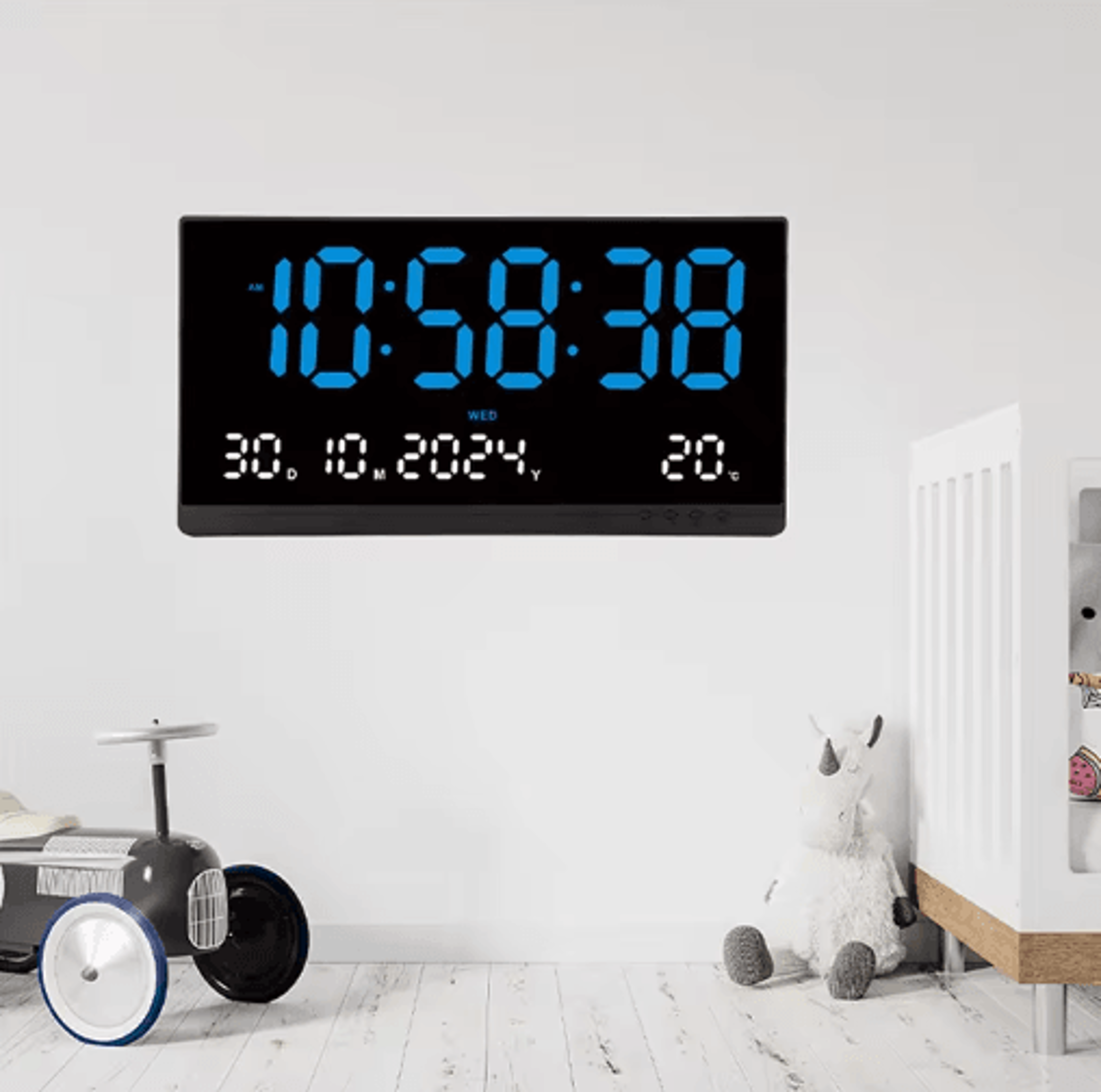 21 Large Digital Wall Clock  LED Calendar Temperature  Alarm Display 6