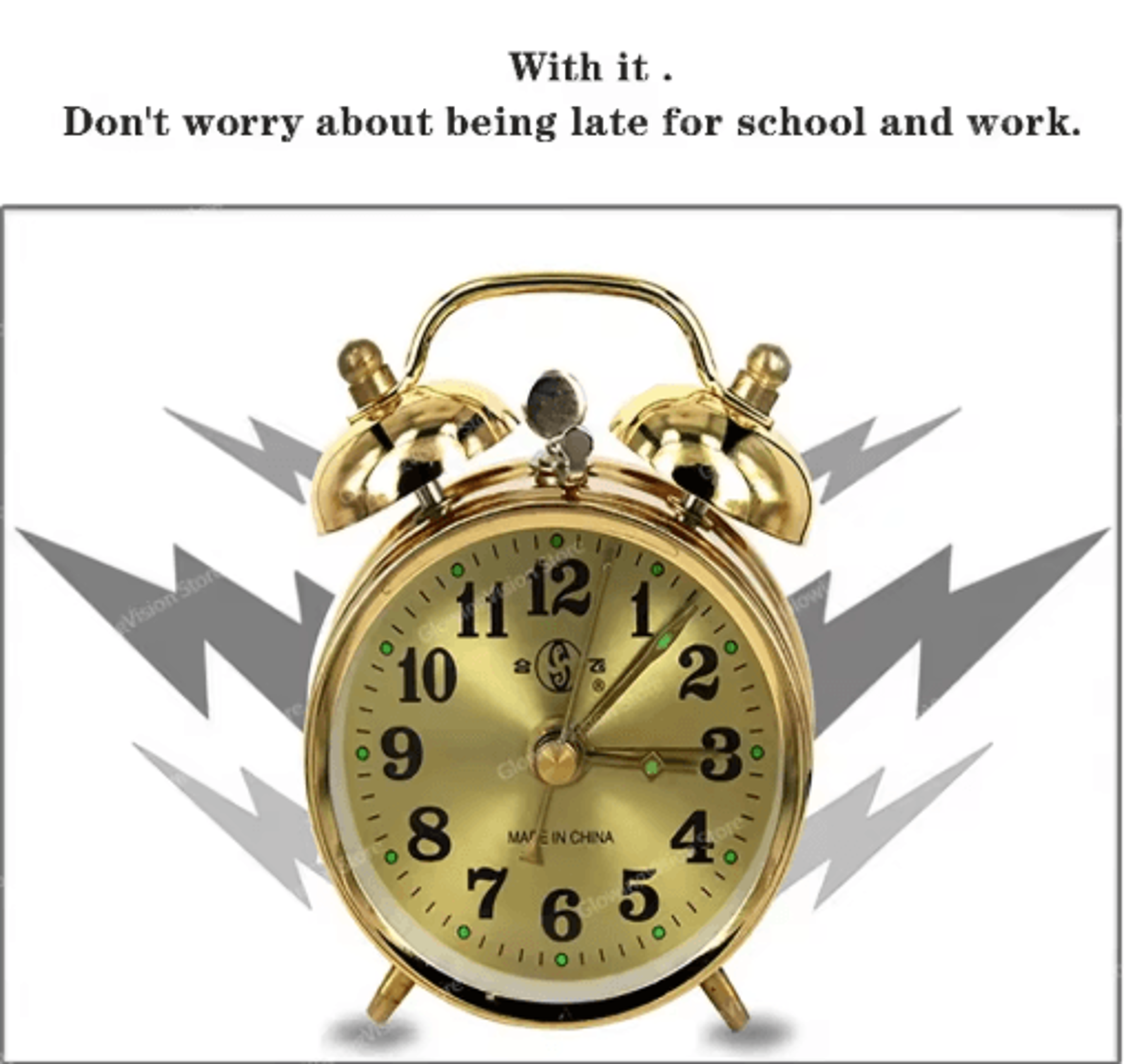 Retro Gold Mechanical Alarm Clock  Vintage Manual WindUp Metal Table Clock 5