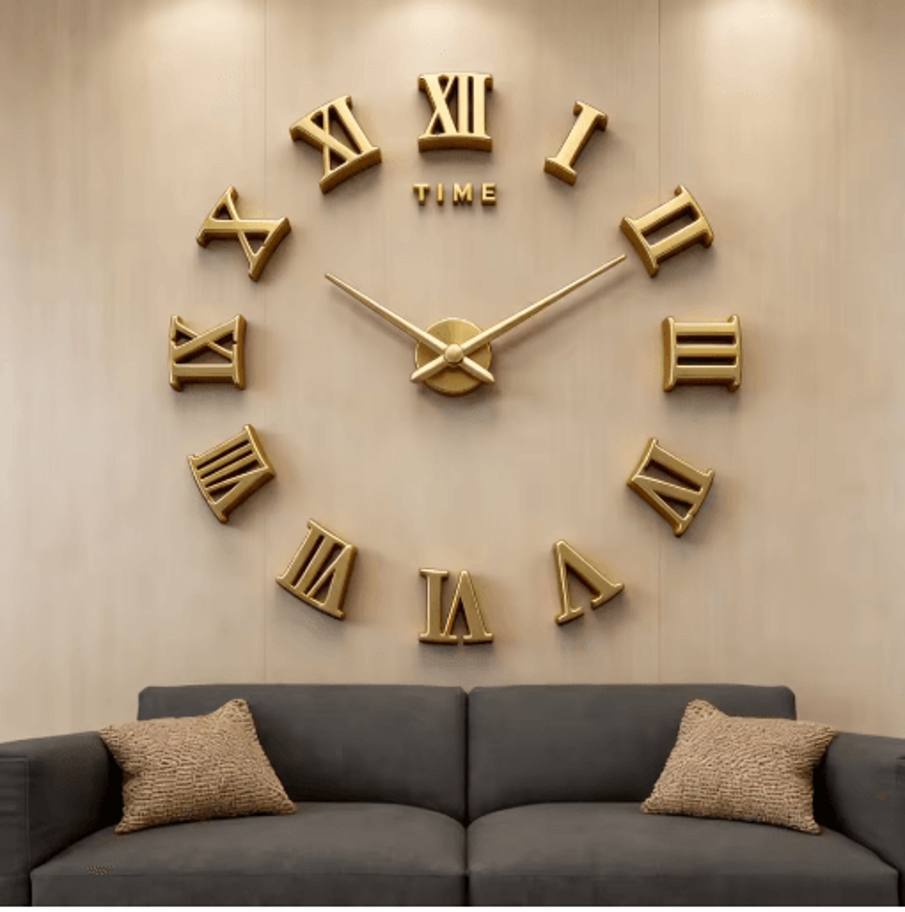 Large Roman Numeral Mirror Wall Clock  2D3D DIY Acrylic Quartz Clock 0