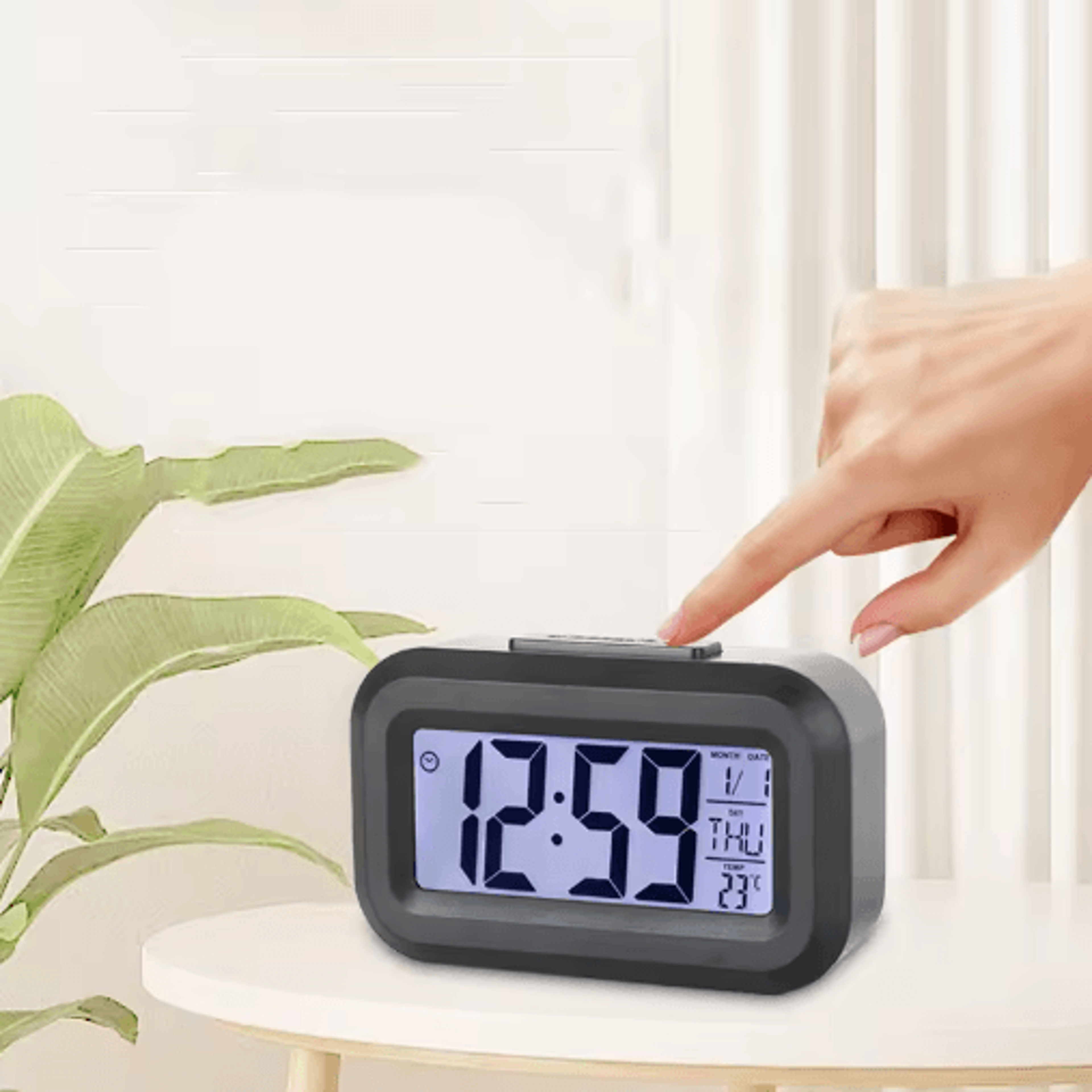 Mini Digital Snooze Alarm Clock  Temperature Date  Week Bedside Display 7