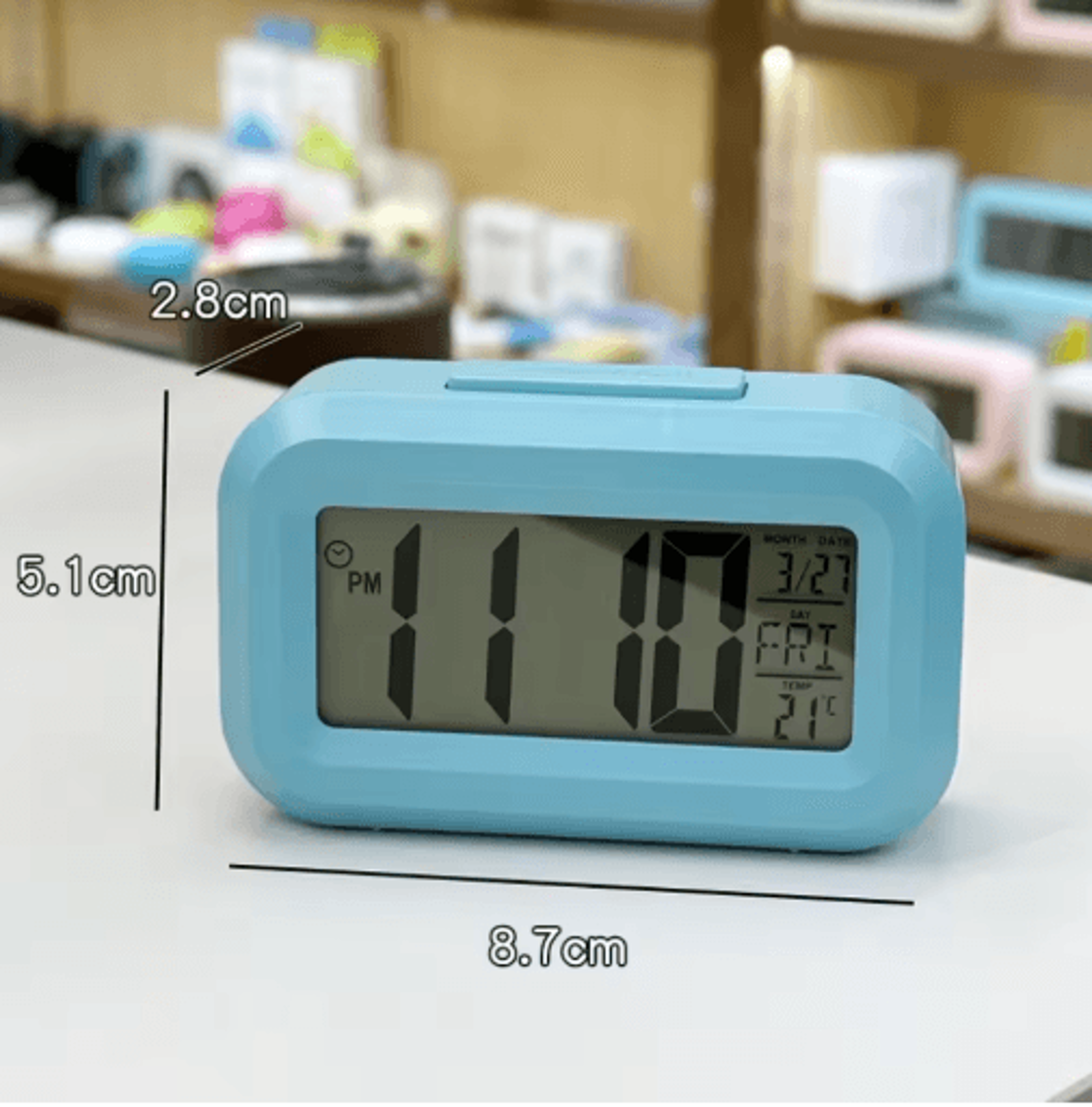 Smart LCD Digital Alarm Clock  LED Light Calendar  Temperature Display 6