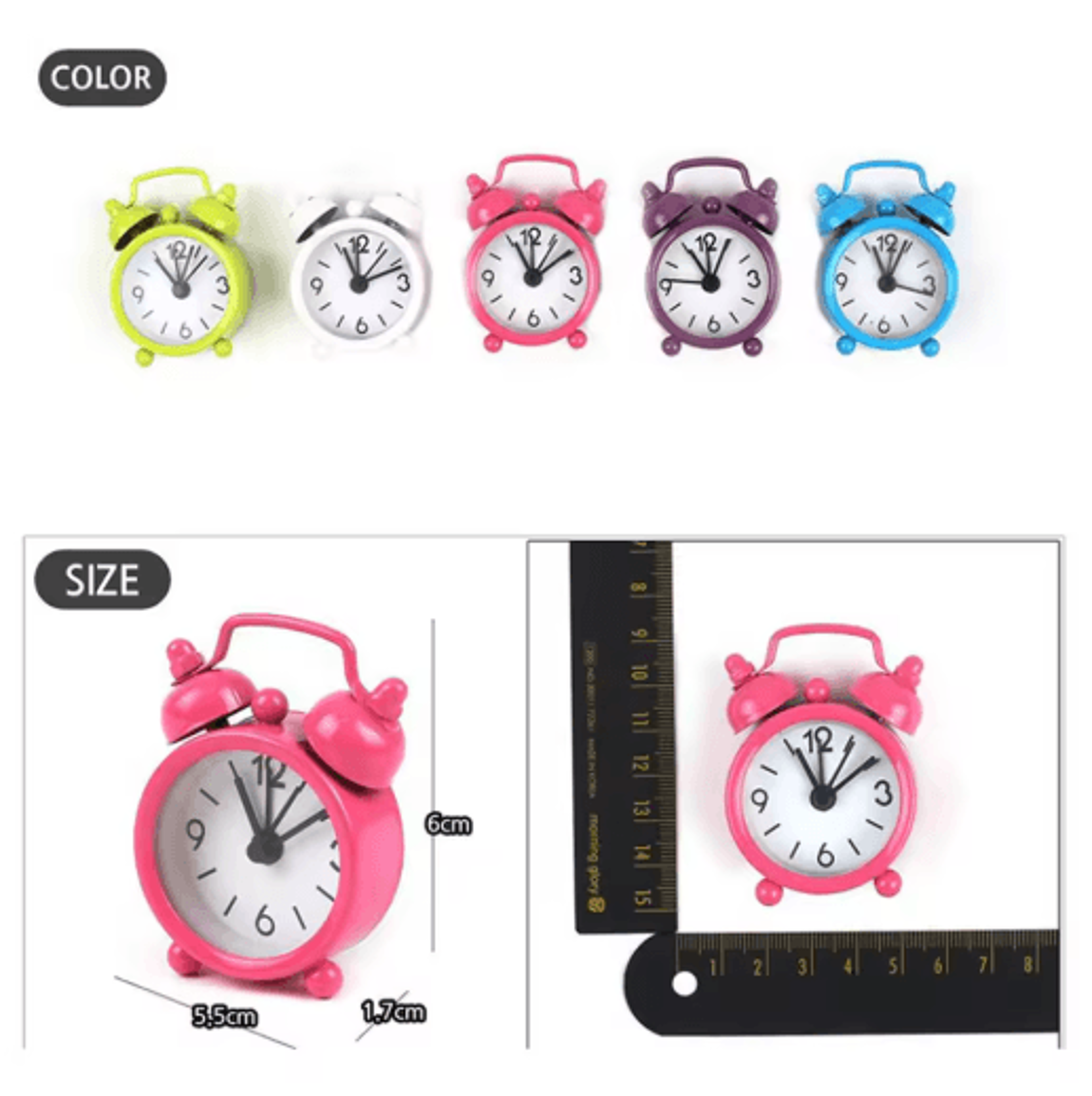 Cute Mini Metal Alarm Clock Compact Electronic Desk Clock For Kids Rooms 9