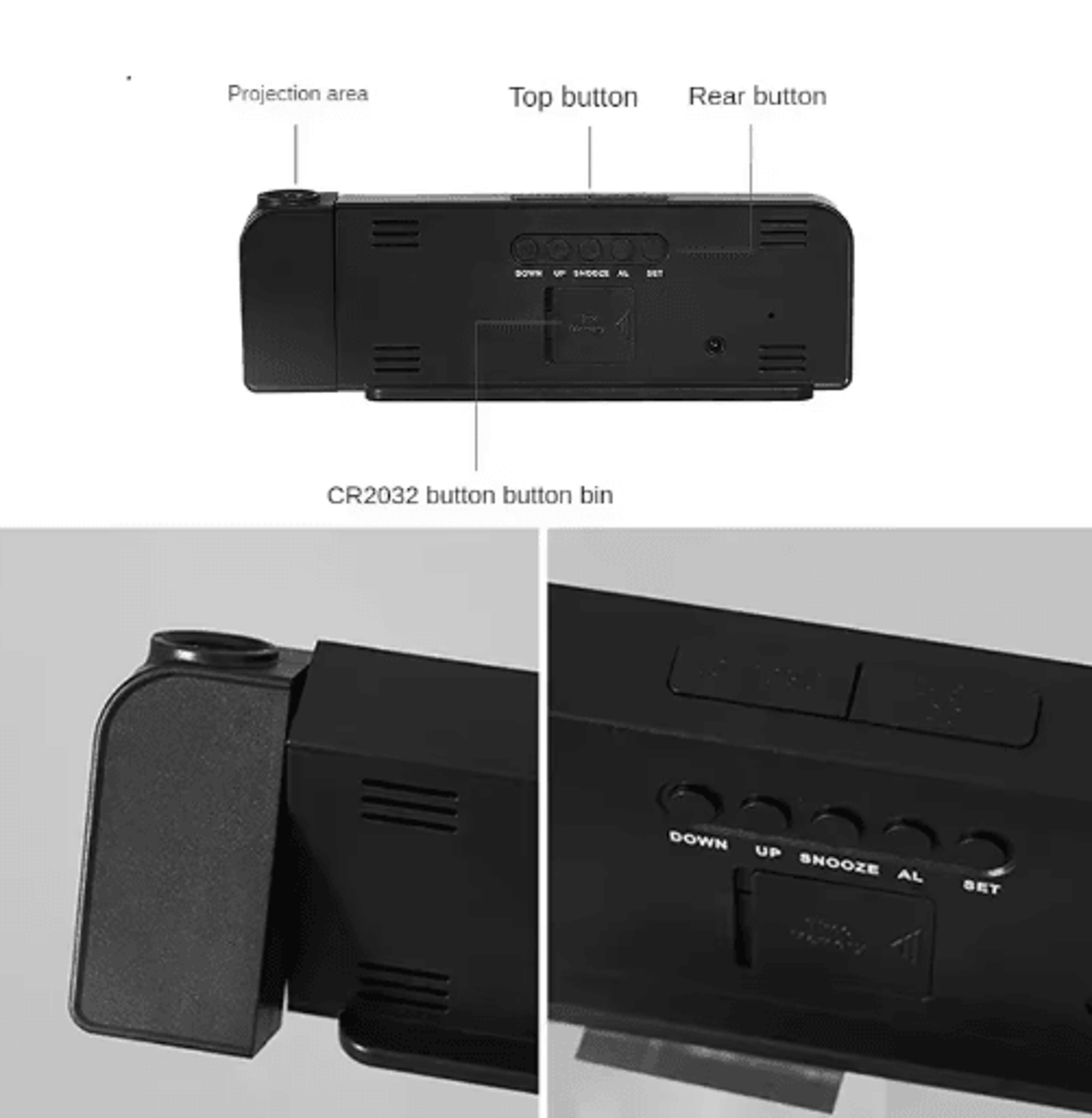 USB Projection Alarm Clock  LED Digital Clock With Temperature Date  Memory 4