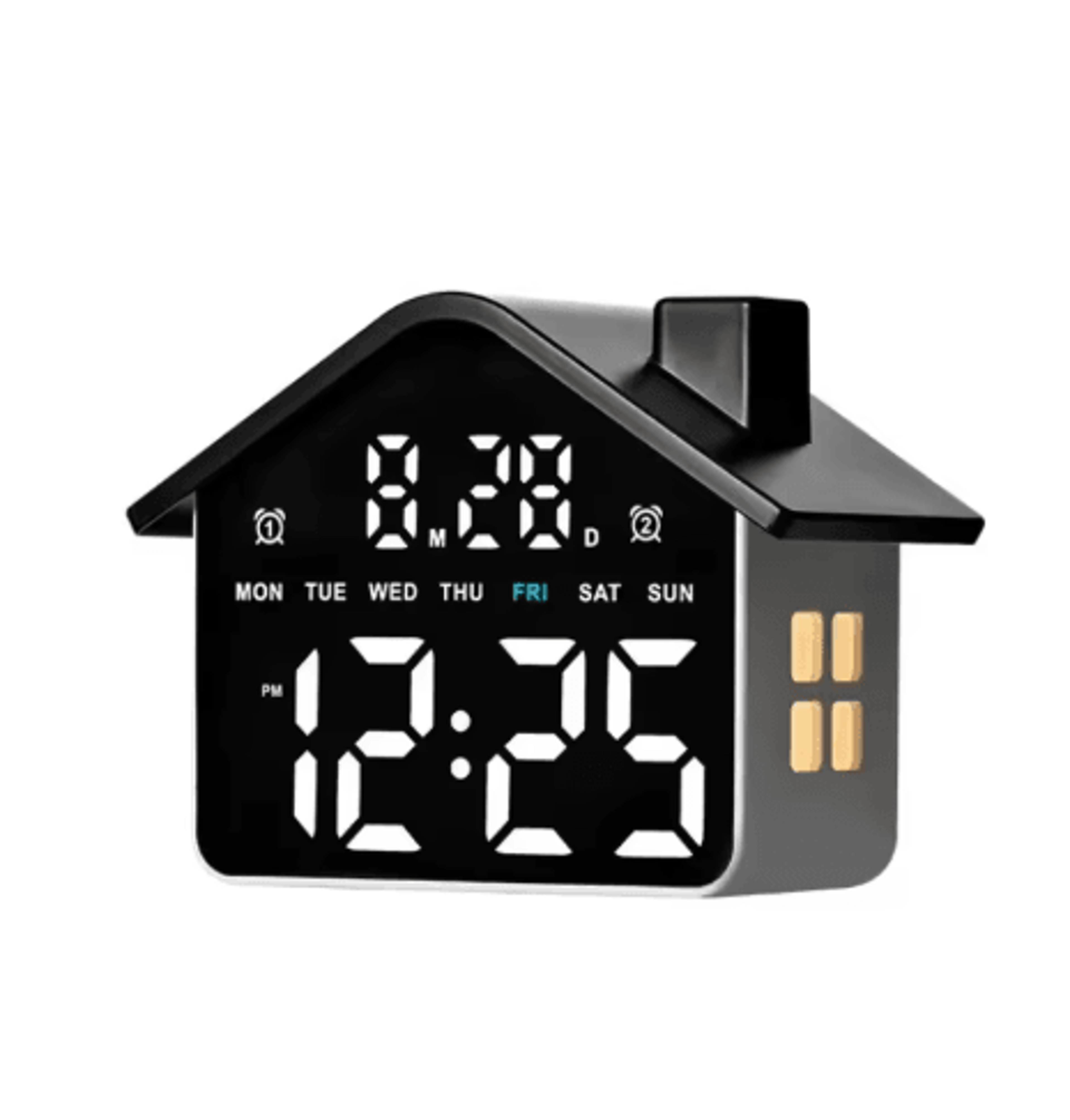 HouseShaped LED Alarm Clock  Dimmable Night Light With Date  Week Display 23