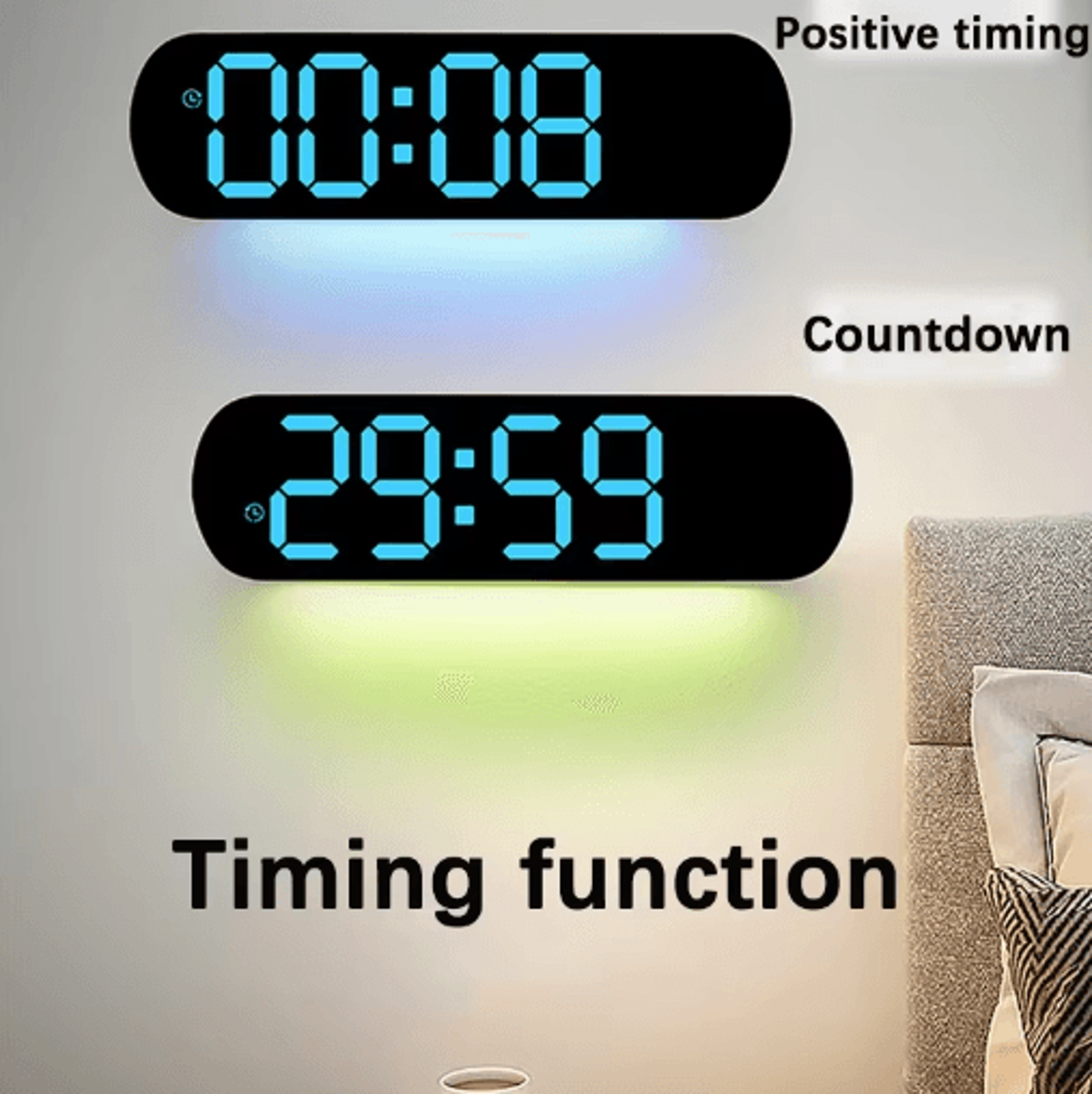 Large LED Digital Wall Clock  Temperature Humidity  Remote Control Display 29