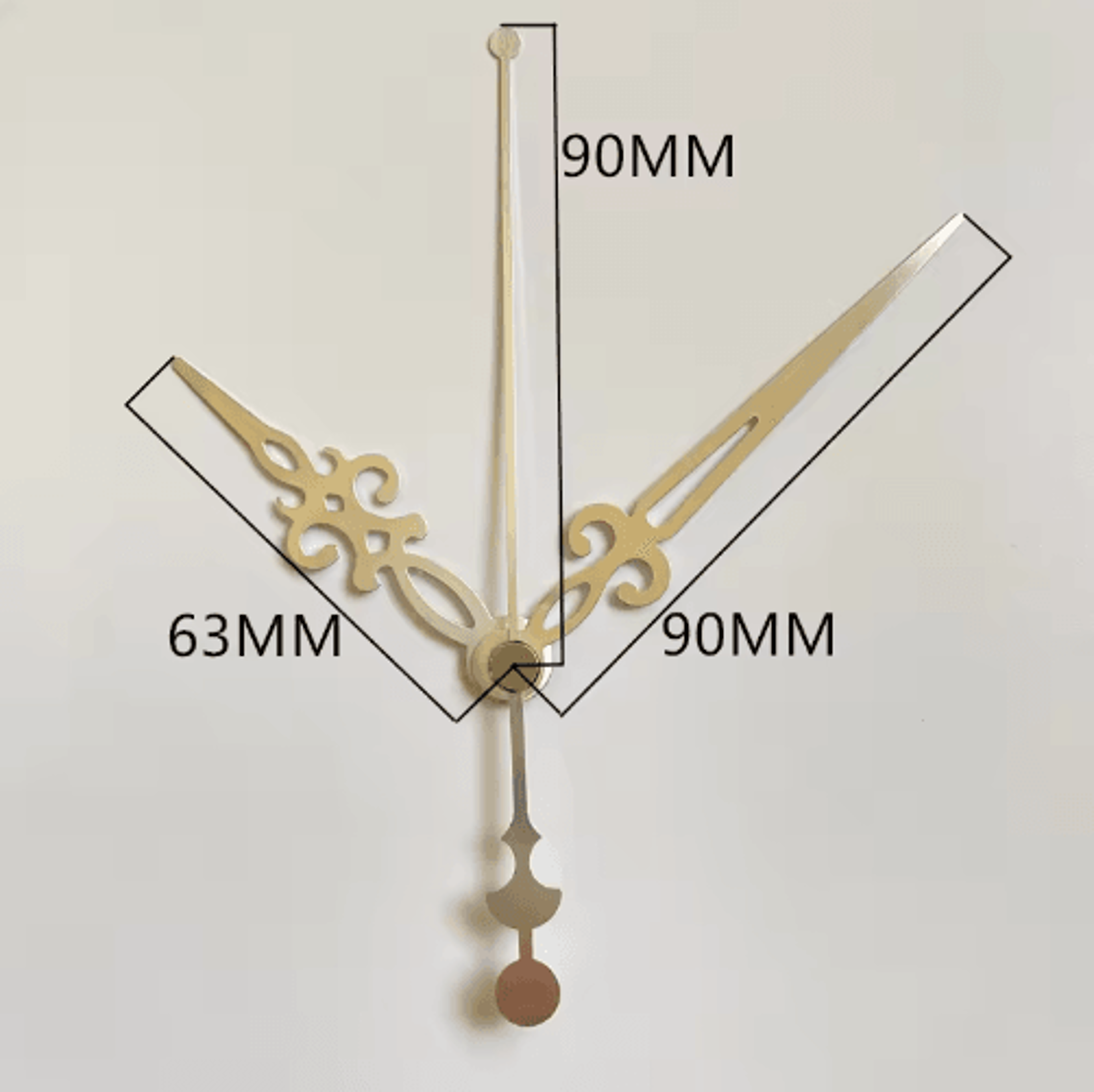 Large Gold Metal Wall Clock Hands  Hour Minute  Second Hand Decor Set 1