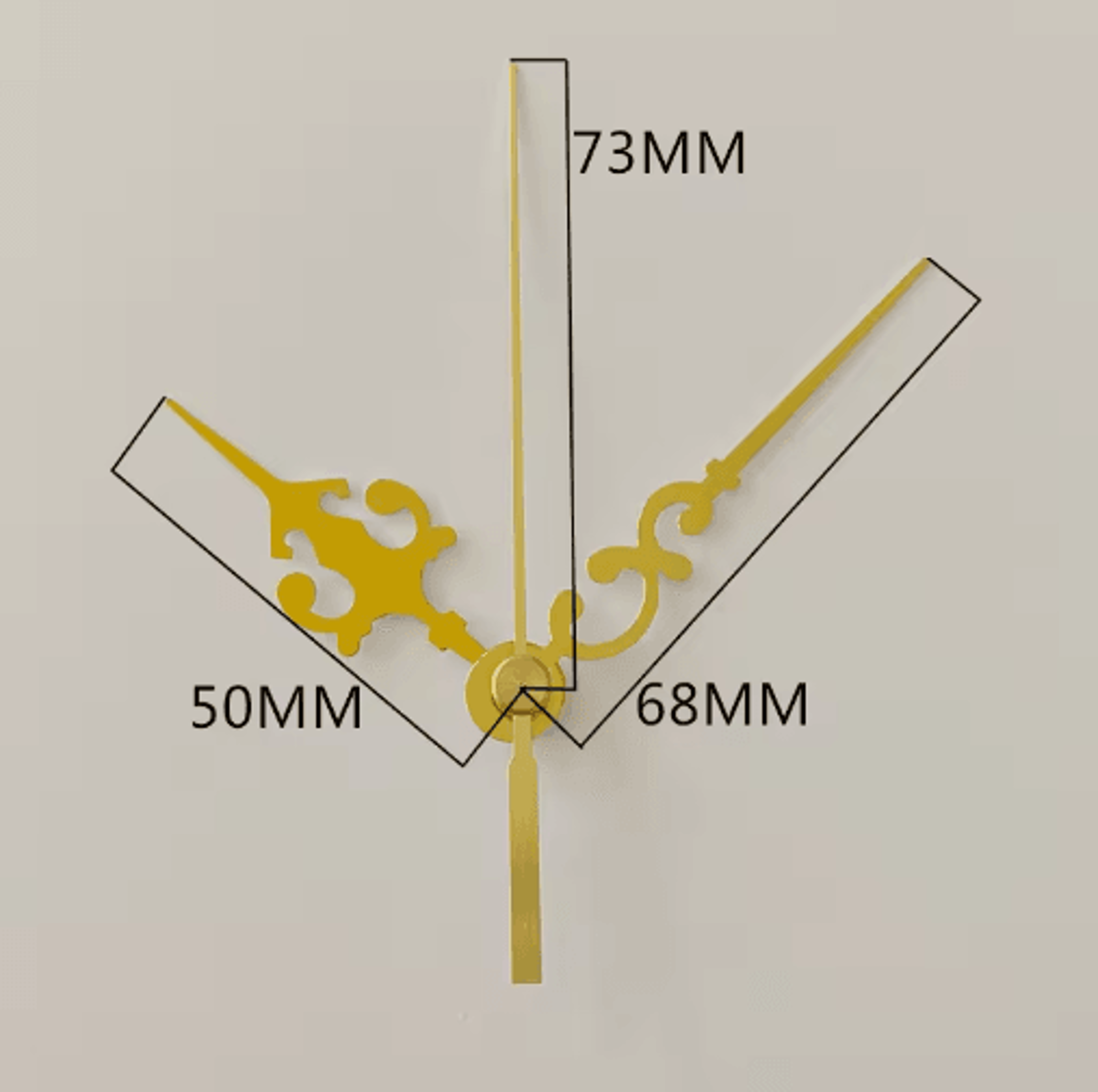 Large Gold Metal Wall Clock Hands  Hour Minute  Second Hand Decor Set 15