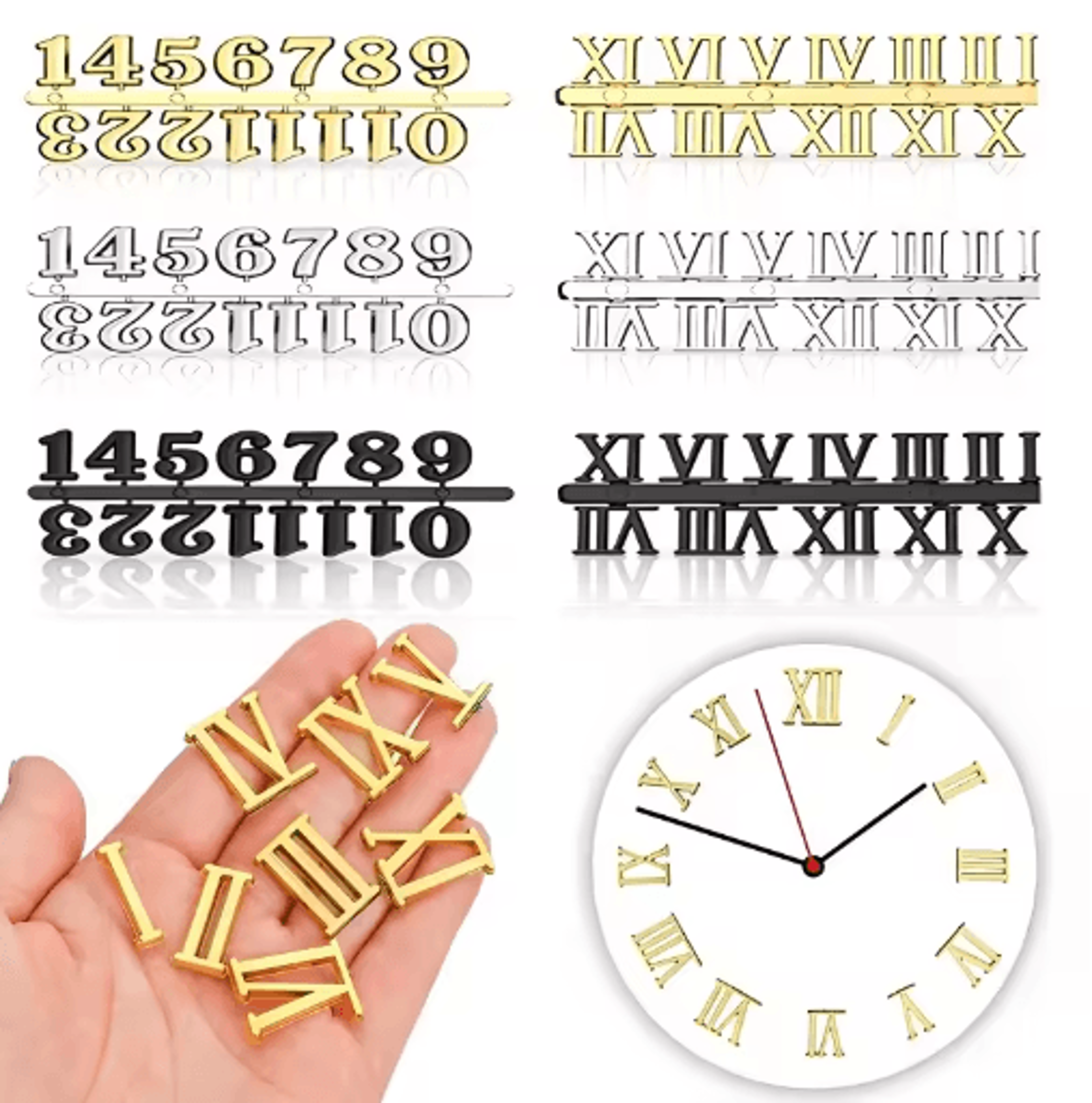 DIY Clock Numeral Set  Roman  Arabic Number Accessories For Quartz Clock Projects 0