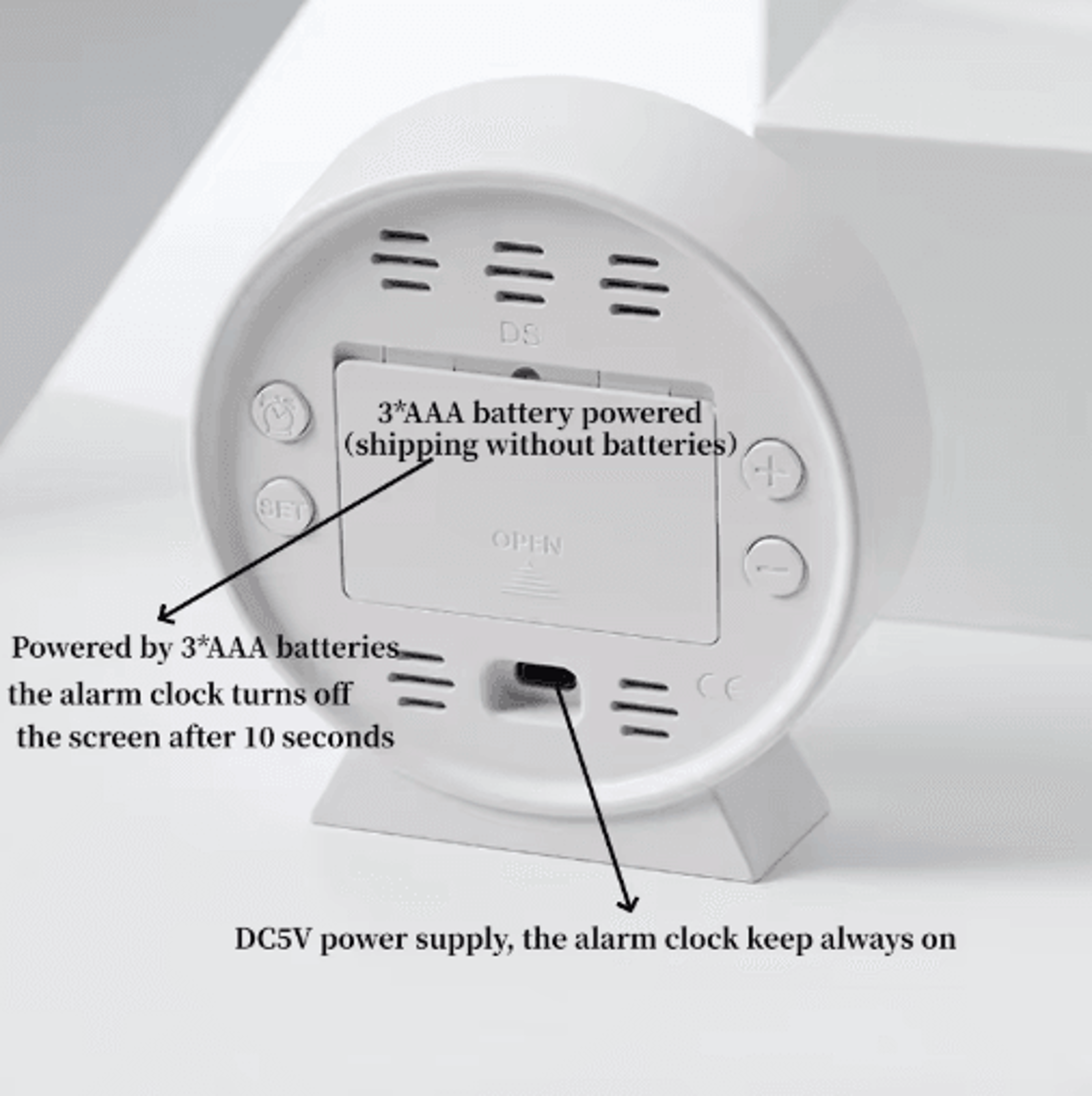 USB Digital Alarm Clock  Dual Alarms With Temperature Date  Week Display 11