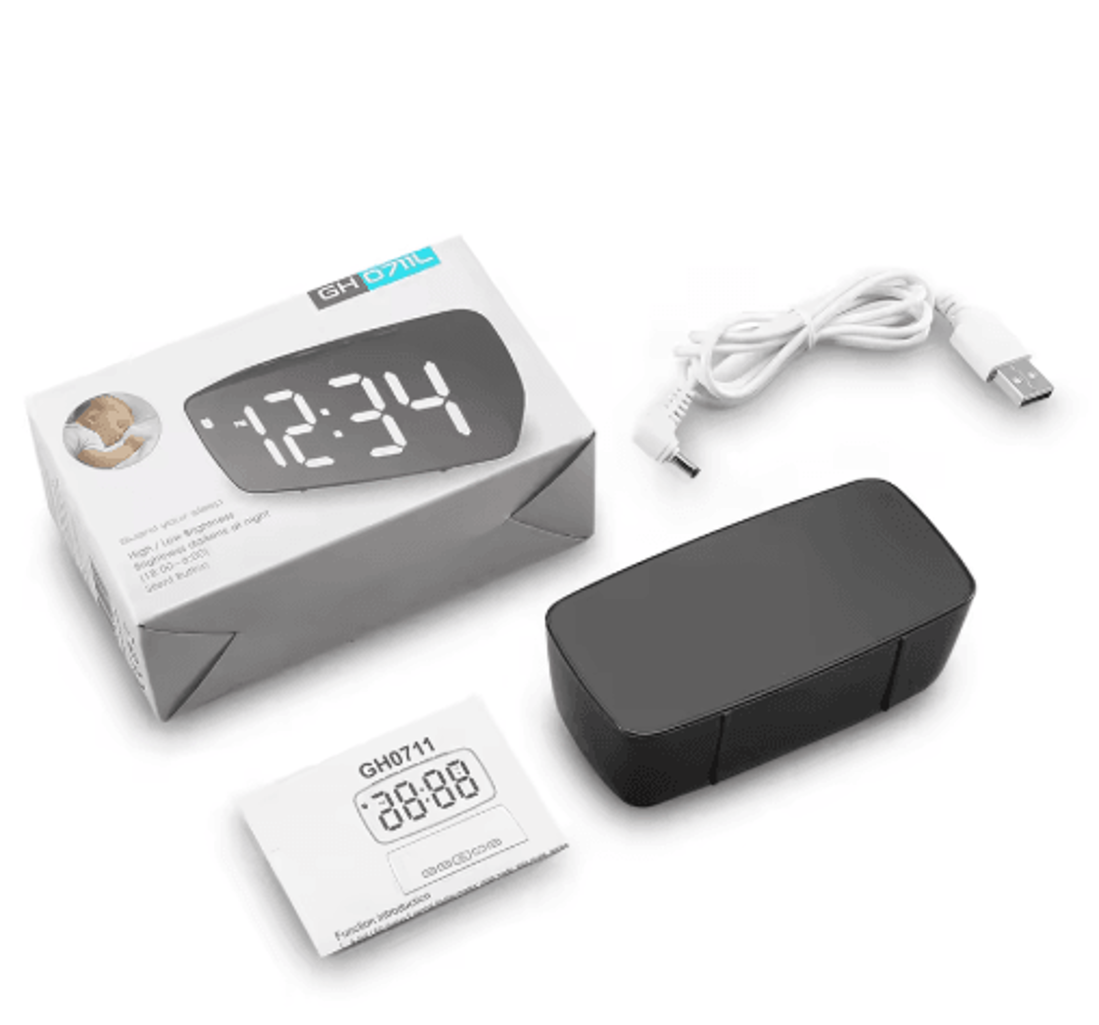 LED Digital Desktop Alarm Clock  Voice Control Snooze  Temperature Display 3