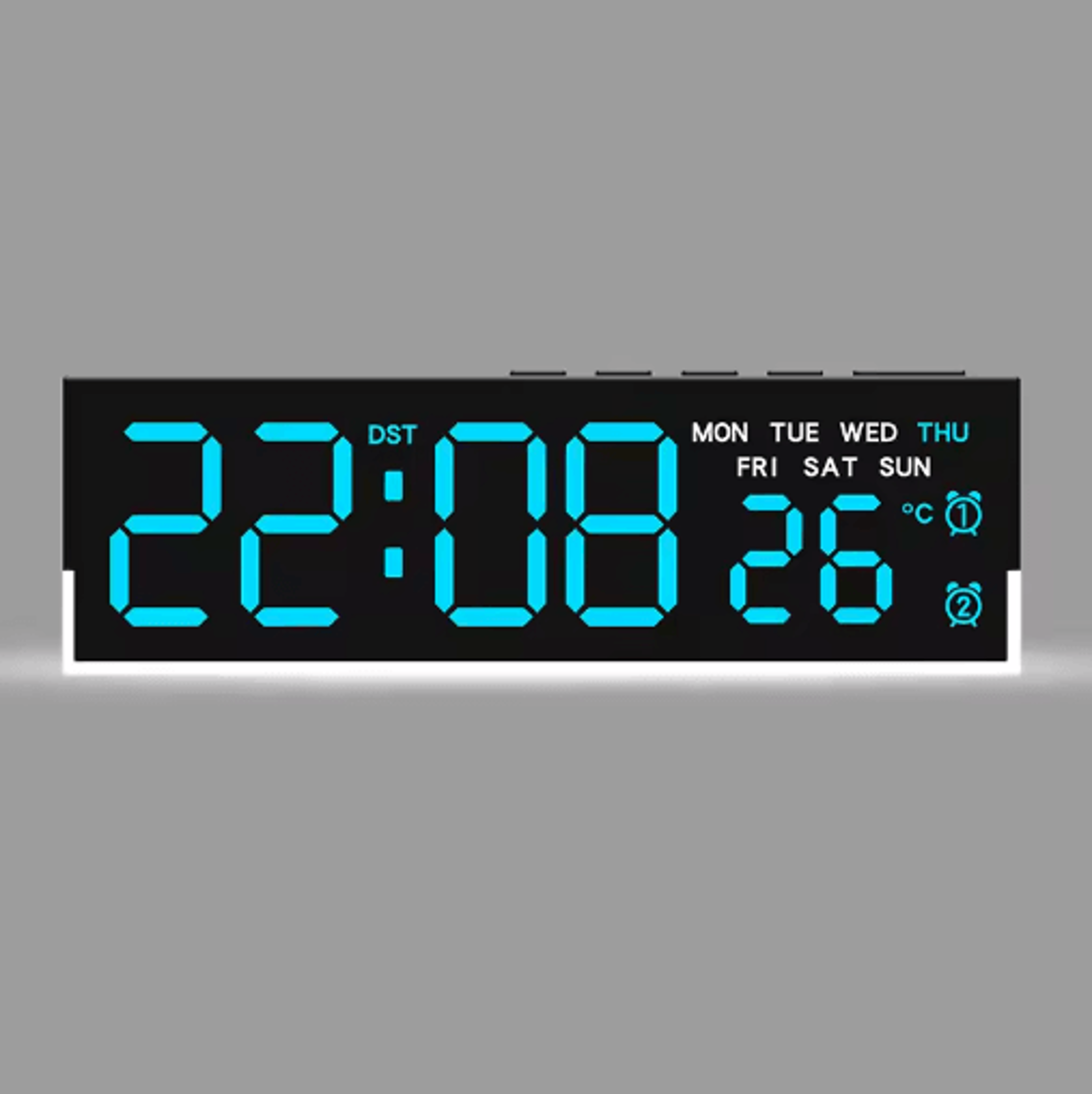 USB Digital Alarm Clock  White Mood Light Dual Alarms  Temperature Display 2