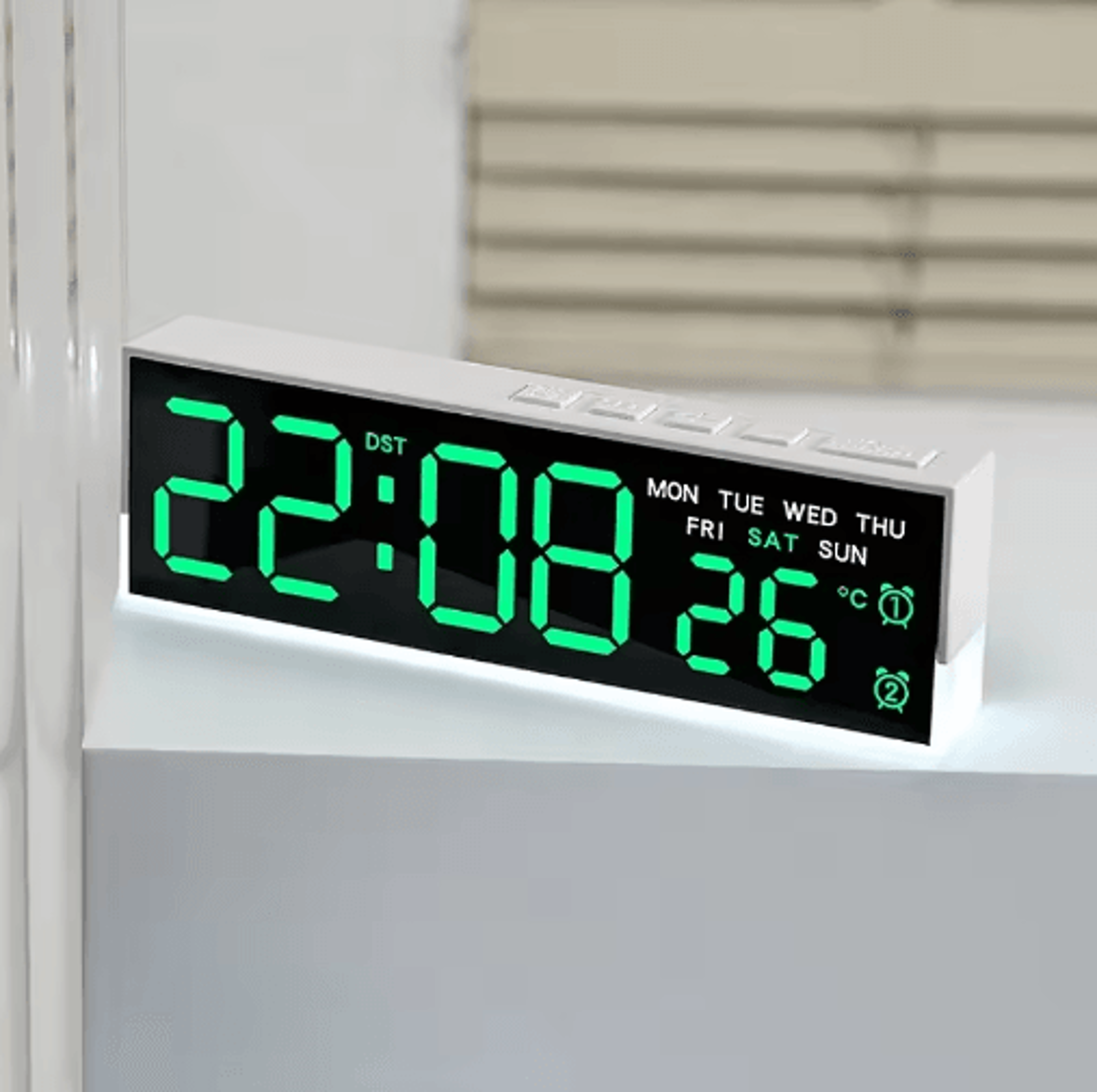 USB Digital Alarm Clock  White Mood Light Dual Alarms  Temperature Display 9