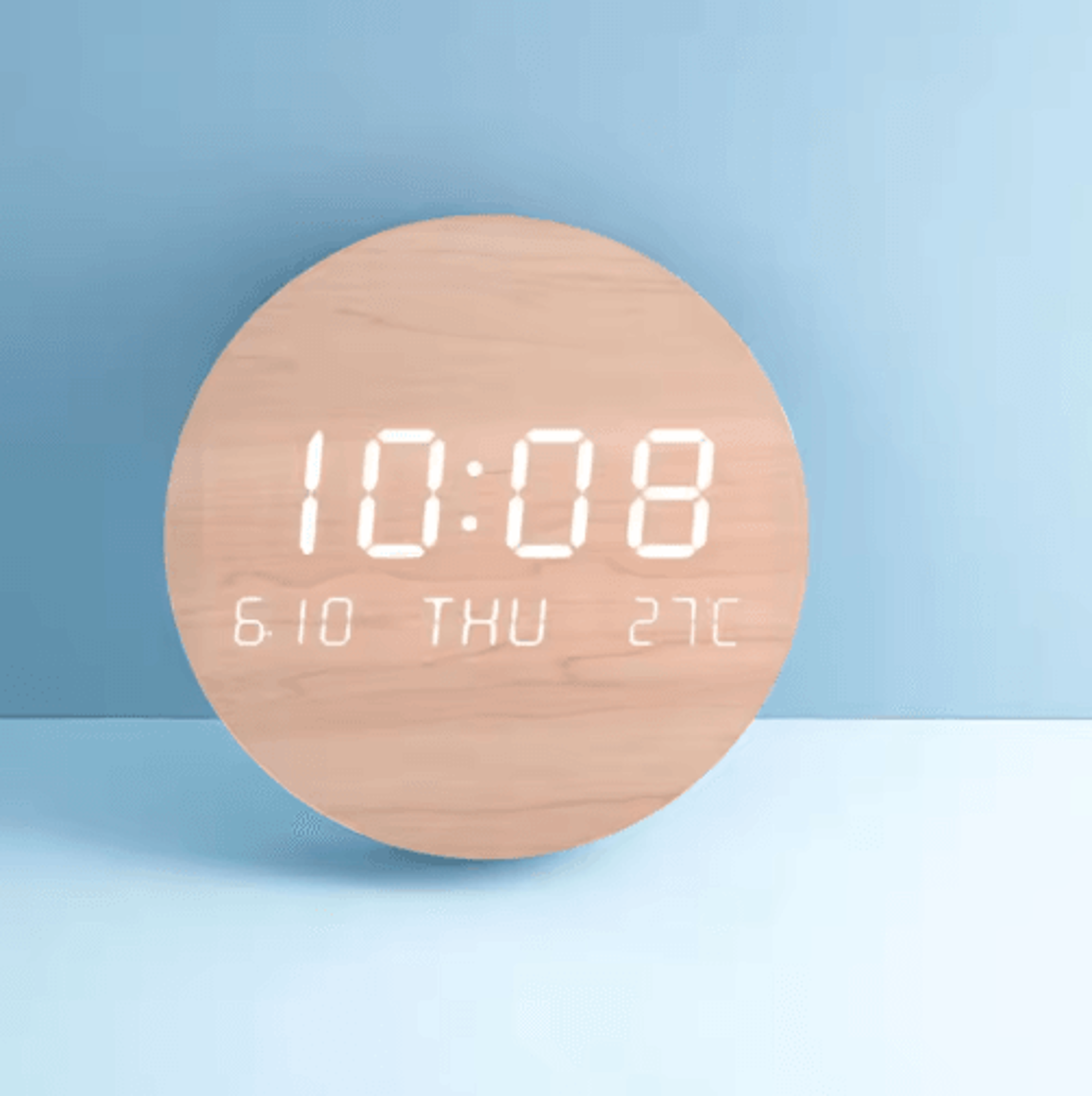 Wood LED Digital Wall Clock  Modern 5V Powered Time Display 4