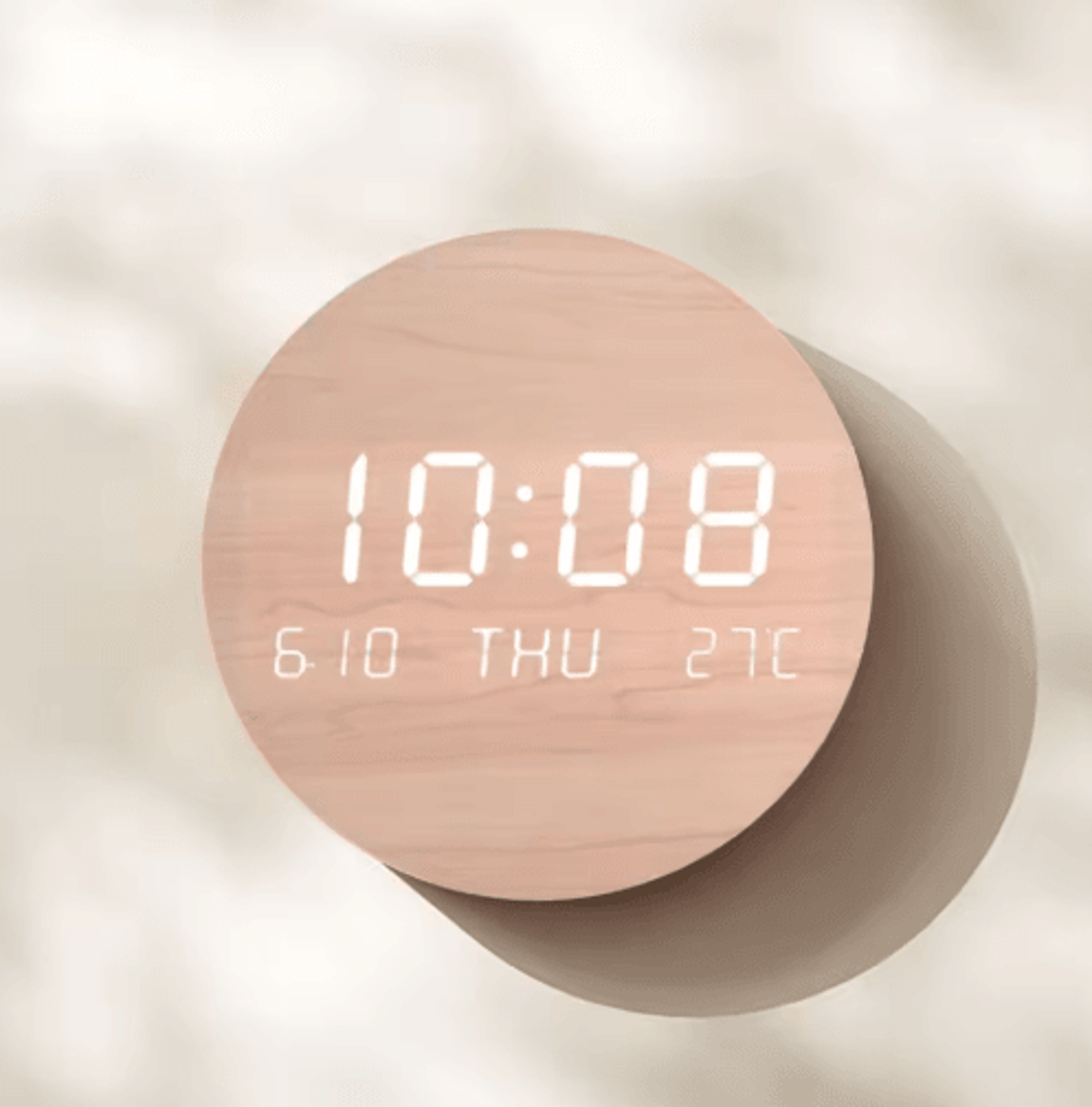 Wood LED Digital Wall Clock  Modern 5V Powered Time Display 0