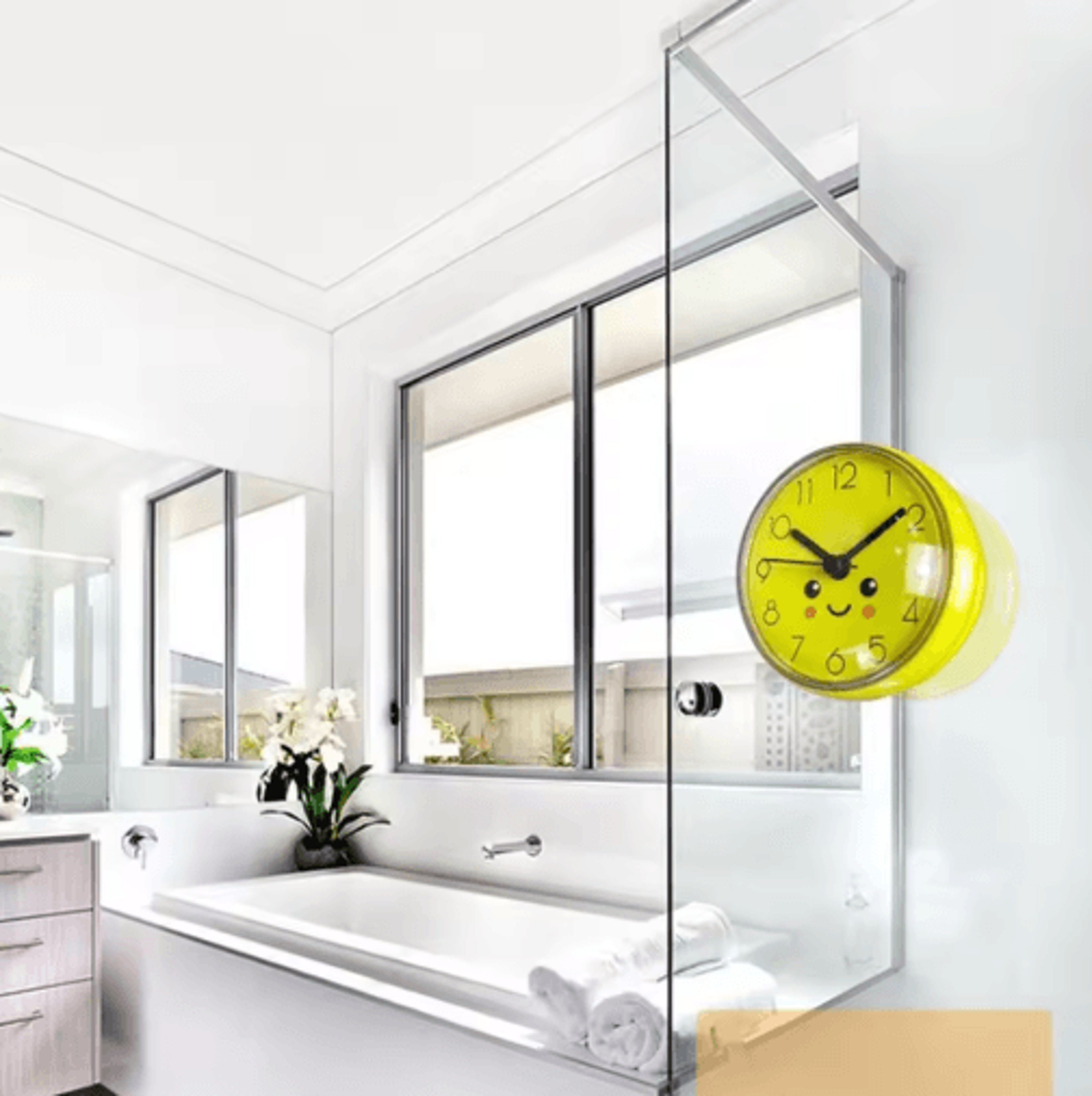 7cm Mini Suction Wall Clock  Waterproof AntiFog Quartz Clock For Bathroom  Kitchen 2