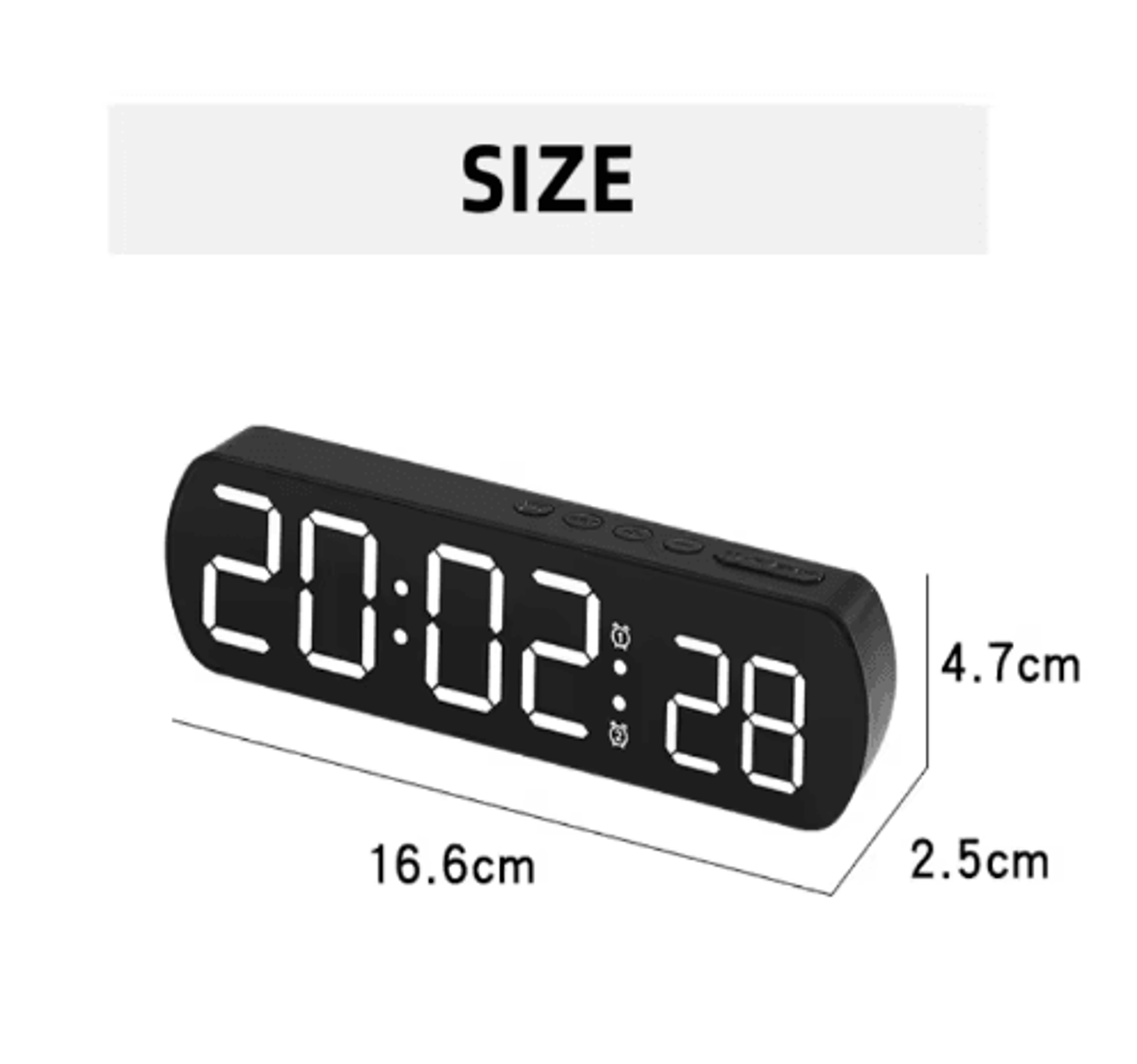 Voice Control LED Alarm Clock  Dual Alarms Timer  Temperature Display 5