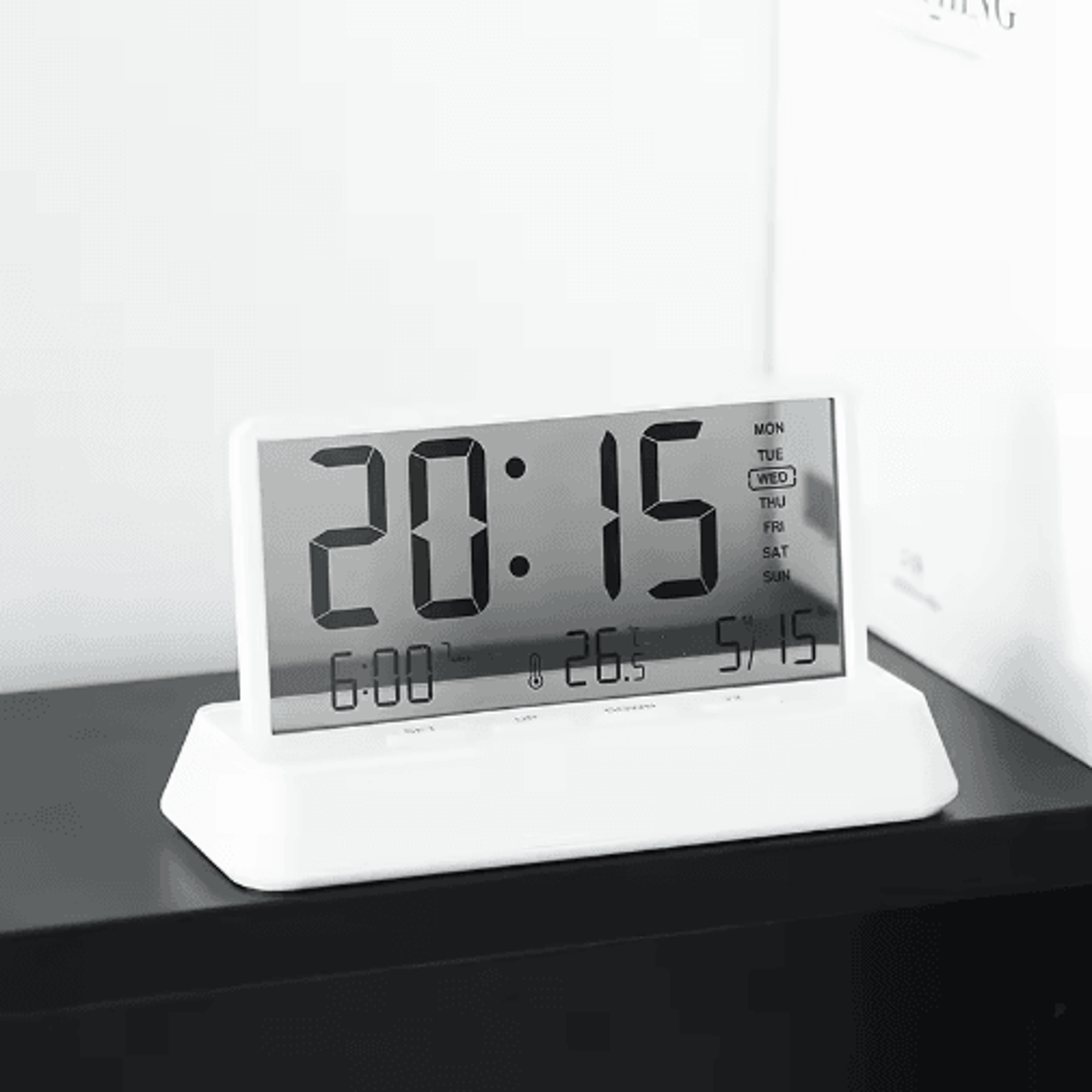 Transparent Digital Alarm Clock  Clear Display With Temperature Date  Snooze 6