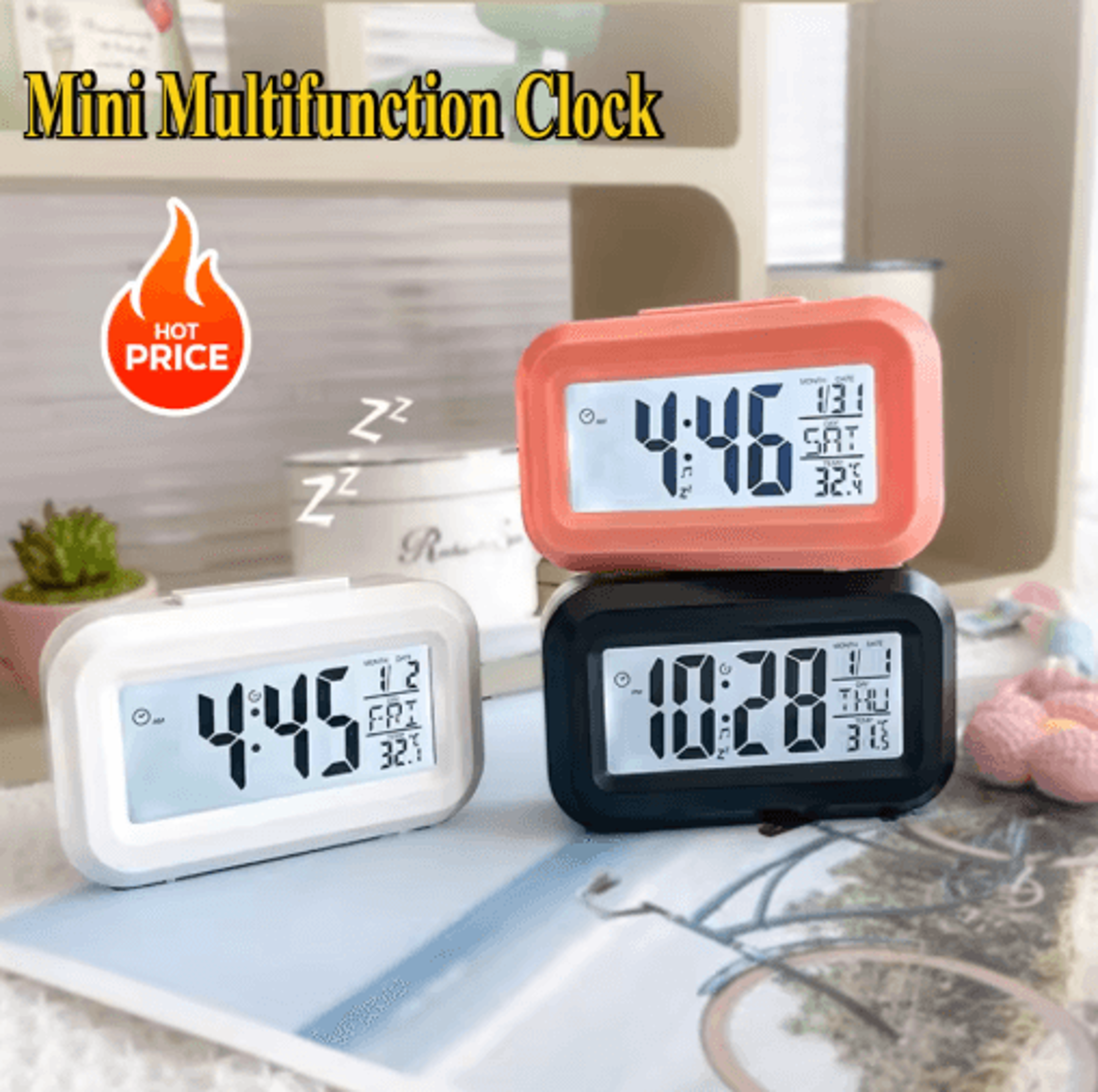 Kids Digital Bedside Alarm Clock  Date  Temperature Display For Bedroom Or Desk 6