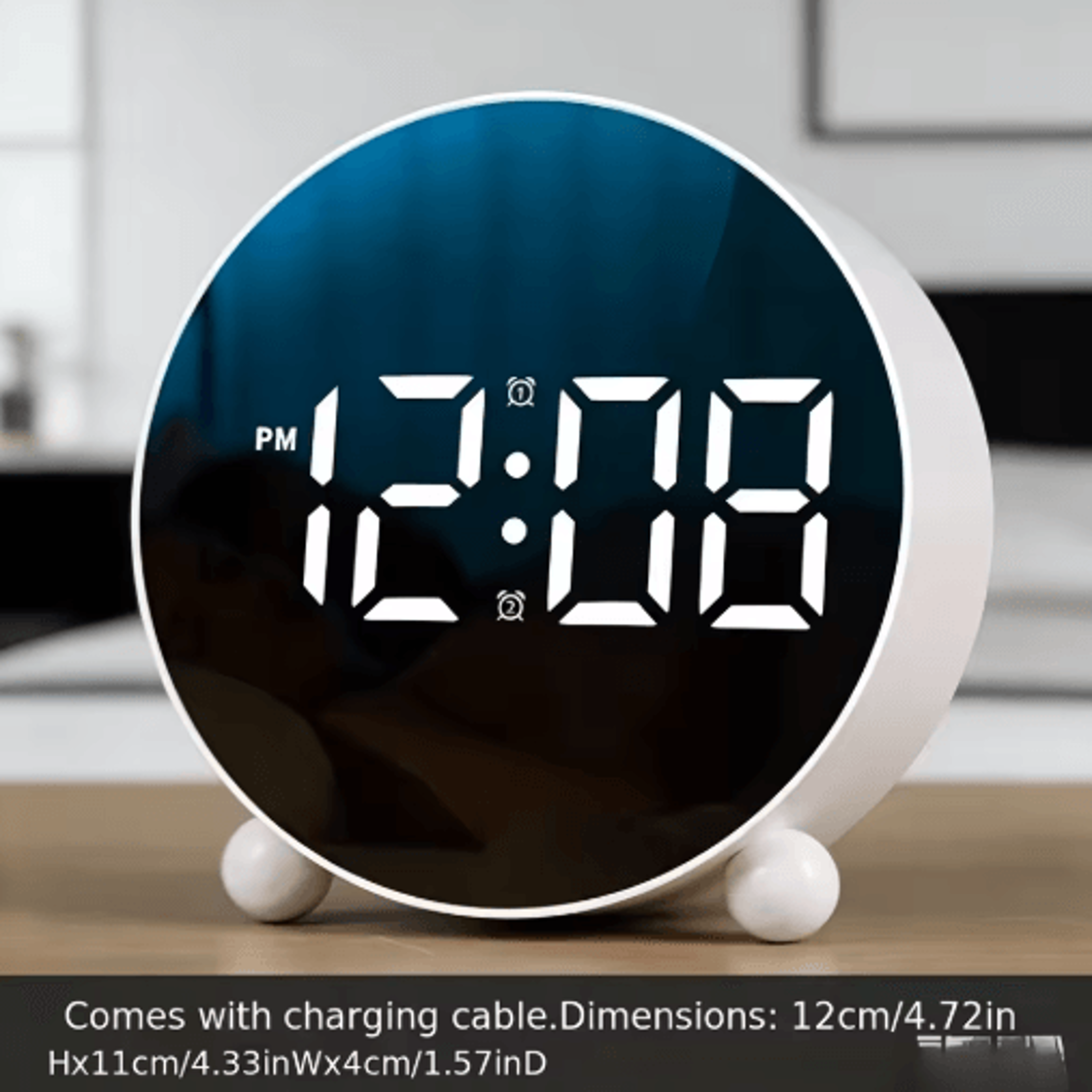 Rechargeable Large LED Alarm Clock  Silent Childrens Learning  Timing Clock 2