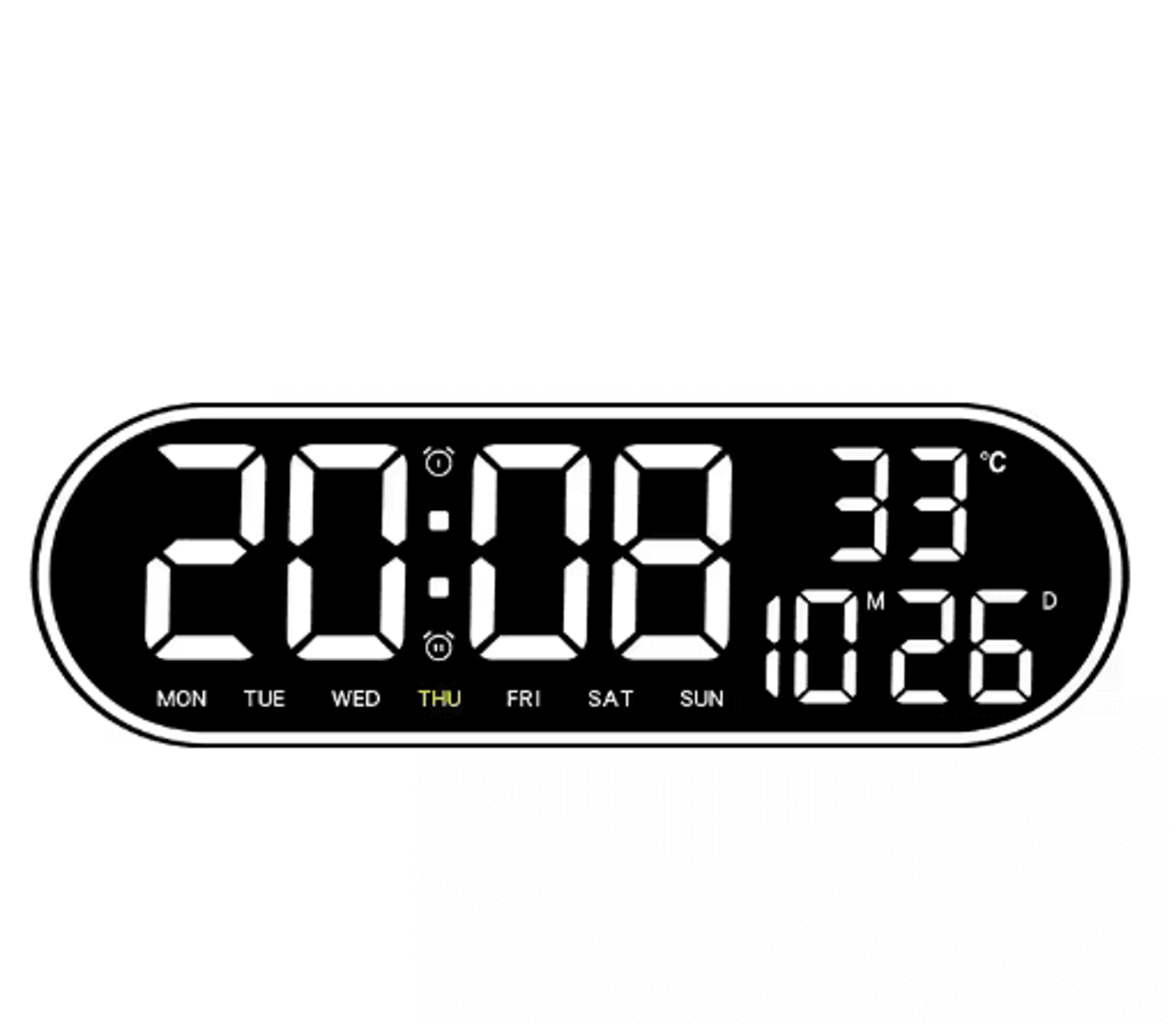 15Inch LED Digital Wall Clock  Remote Control With Temperature Date  Week Display 5