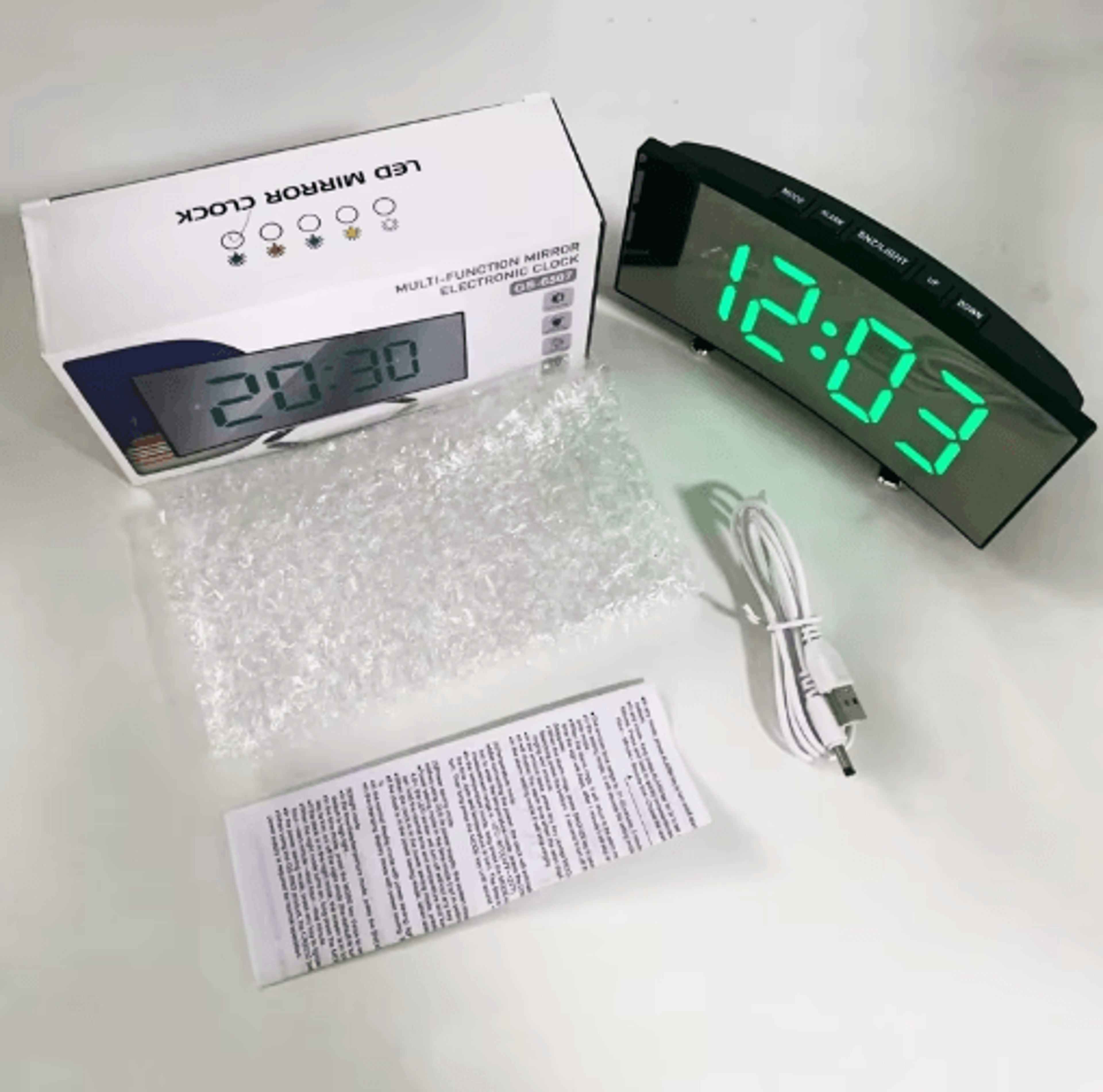 LED Mirror Alarm Clock  Noiseless Large Display Digital Clock 11