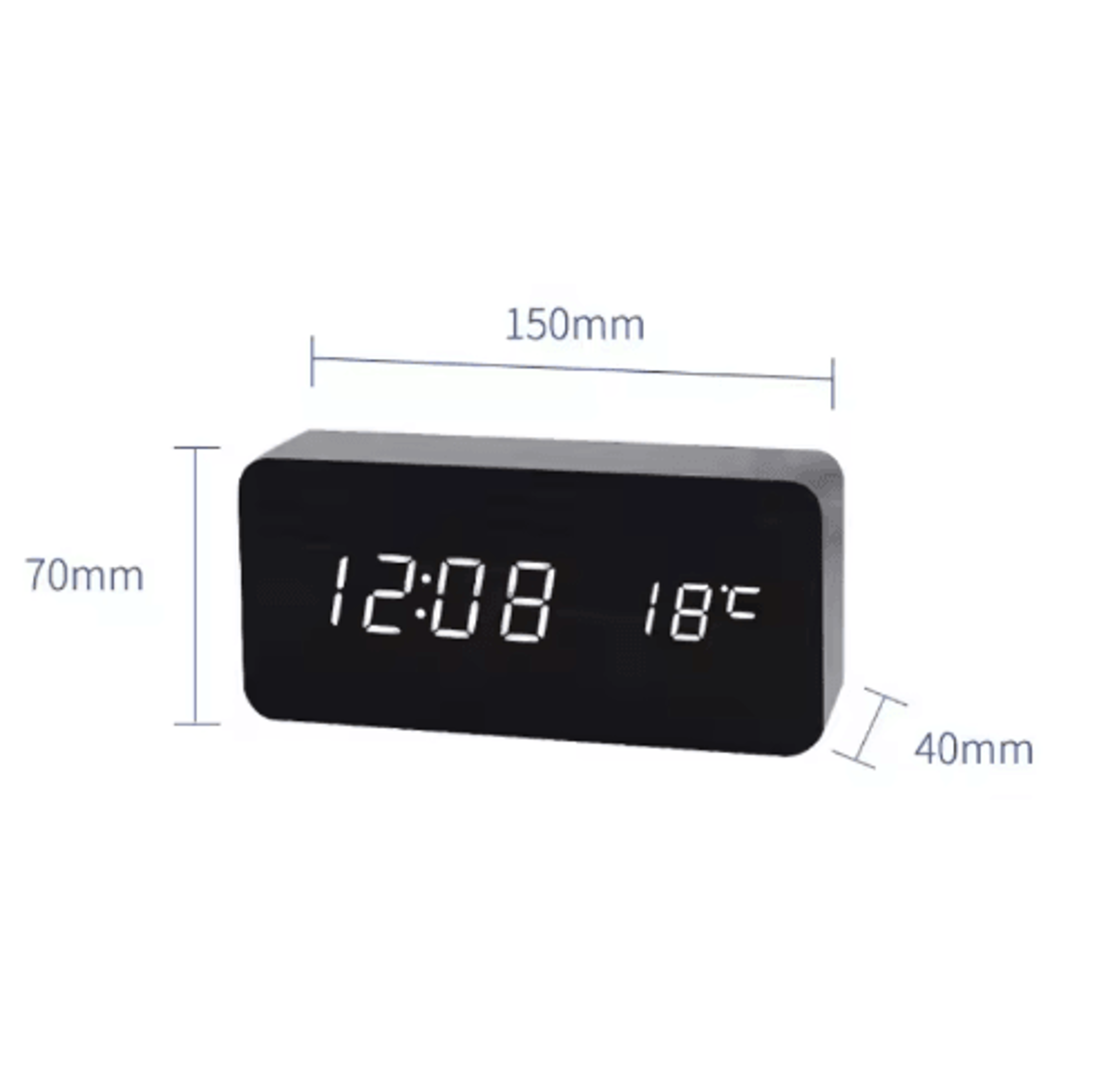 Wooden LED Alarm Clock  Voice Control Digital Table Clock For Modern Decor 9