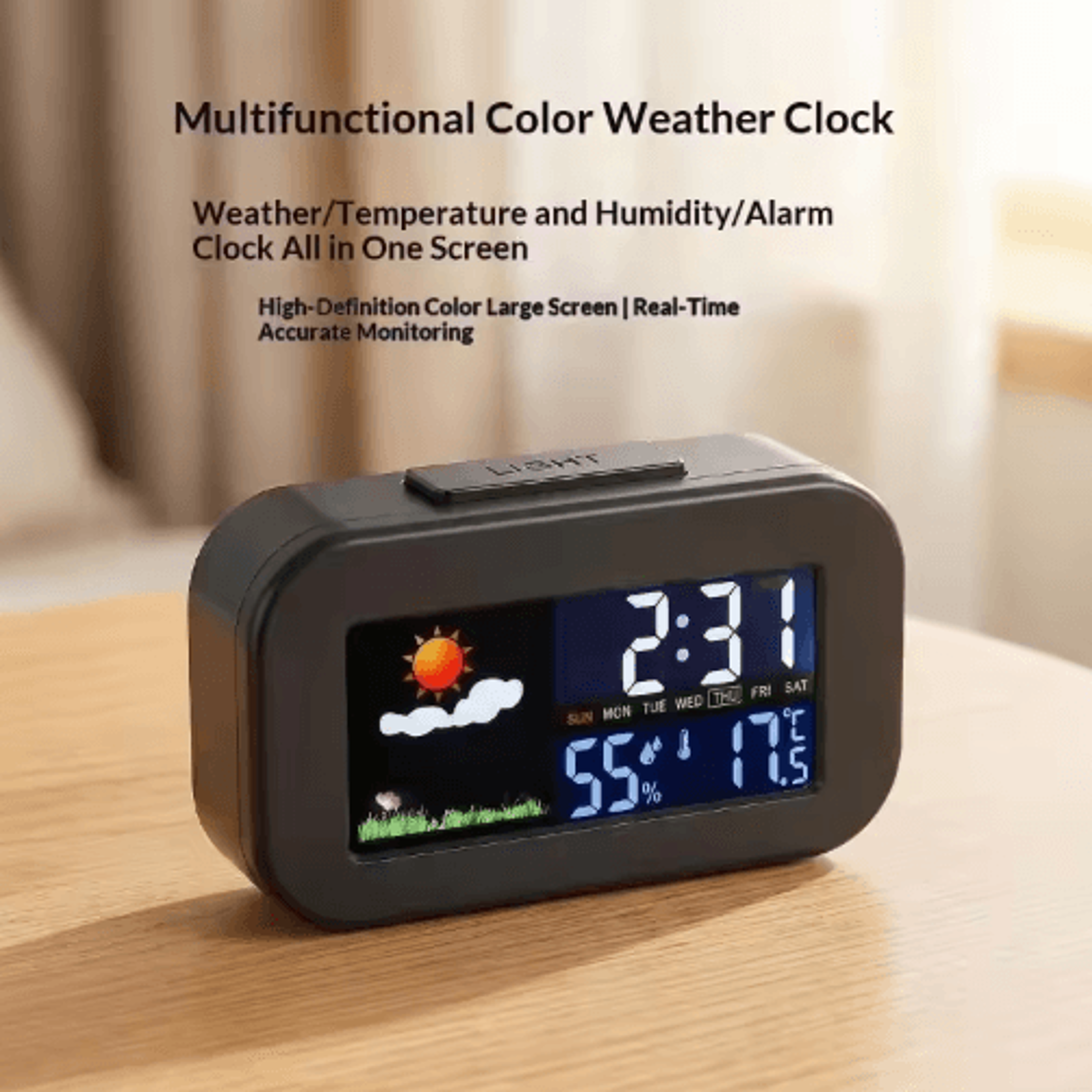 Color Display Weather Station Clock Temperature  Humidity Desk Monitor 0