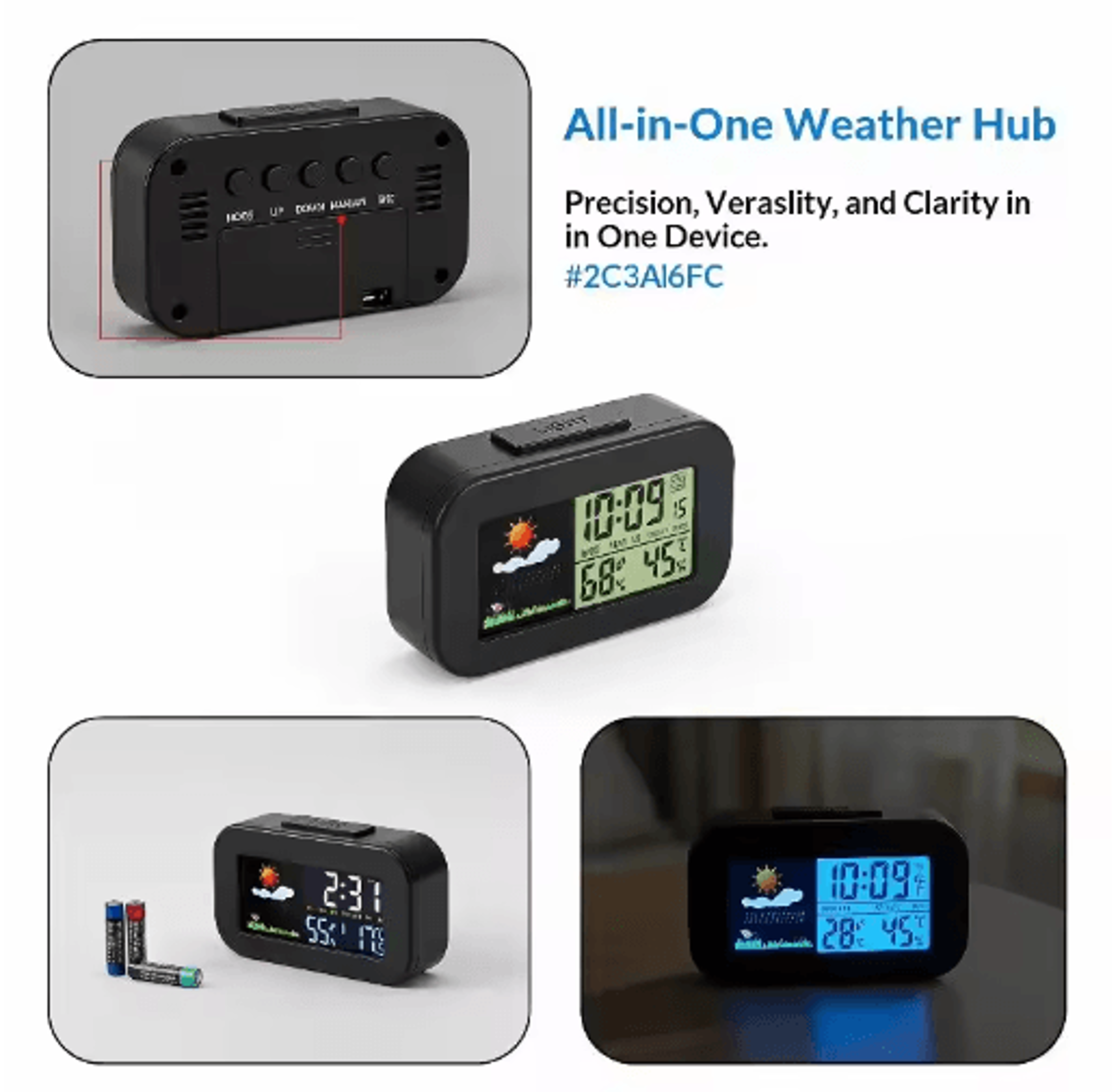 Color Display Weather Station Clock Temperature  Humidity Desk Monitor 6