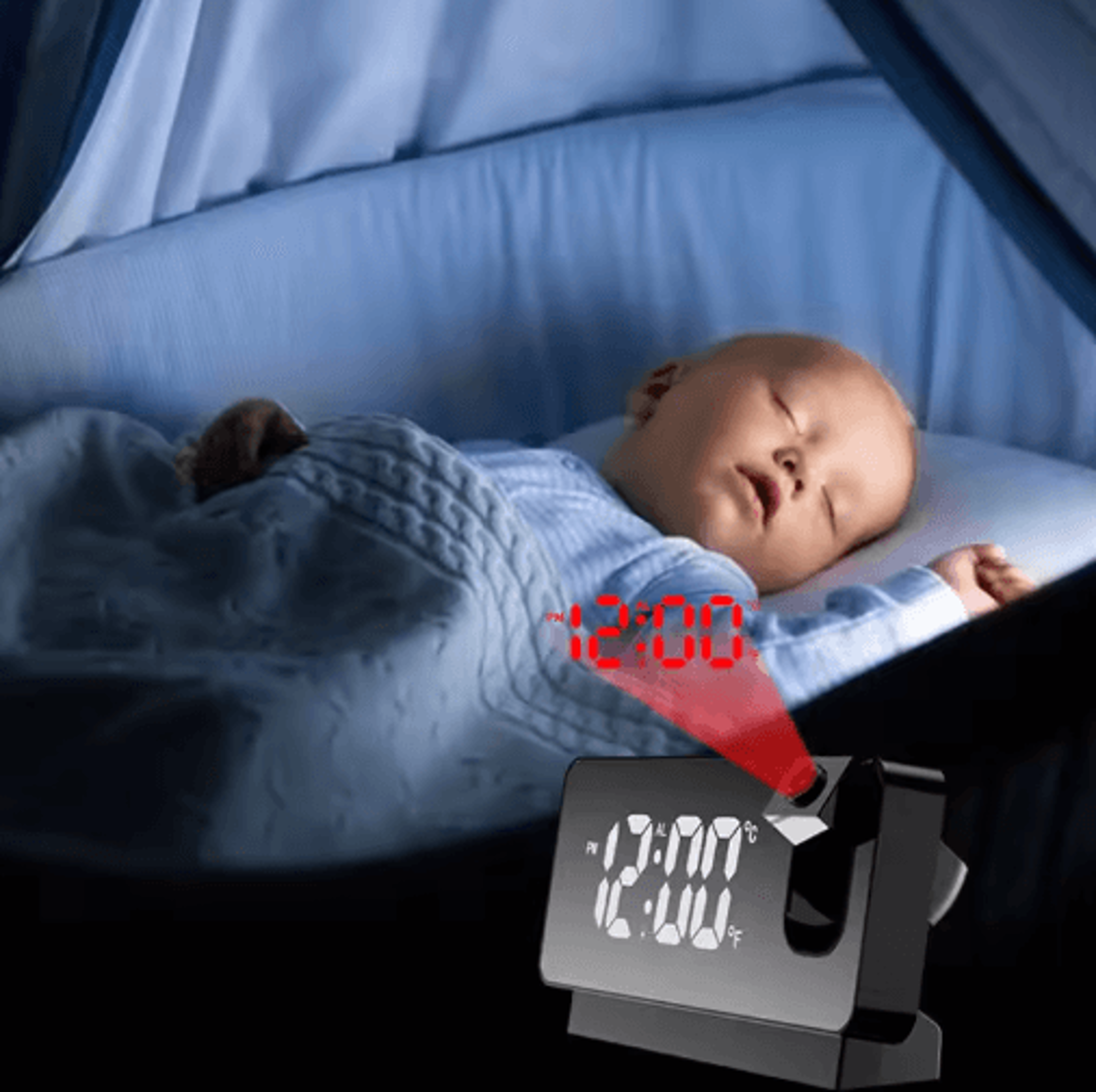 Rechargeable Projection Alarm Clock  LED Ceiling  Wall Projector With Snooze 0