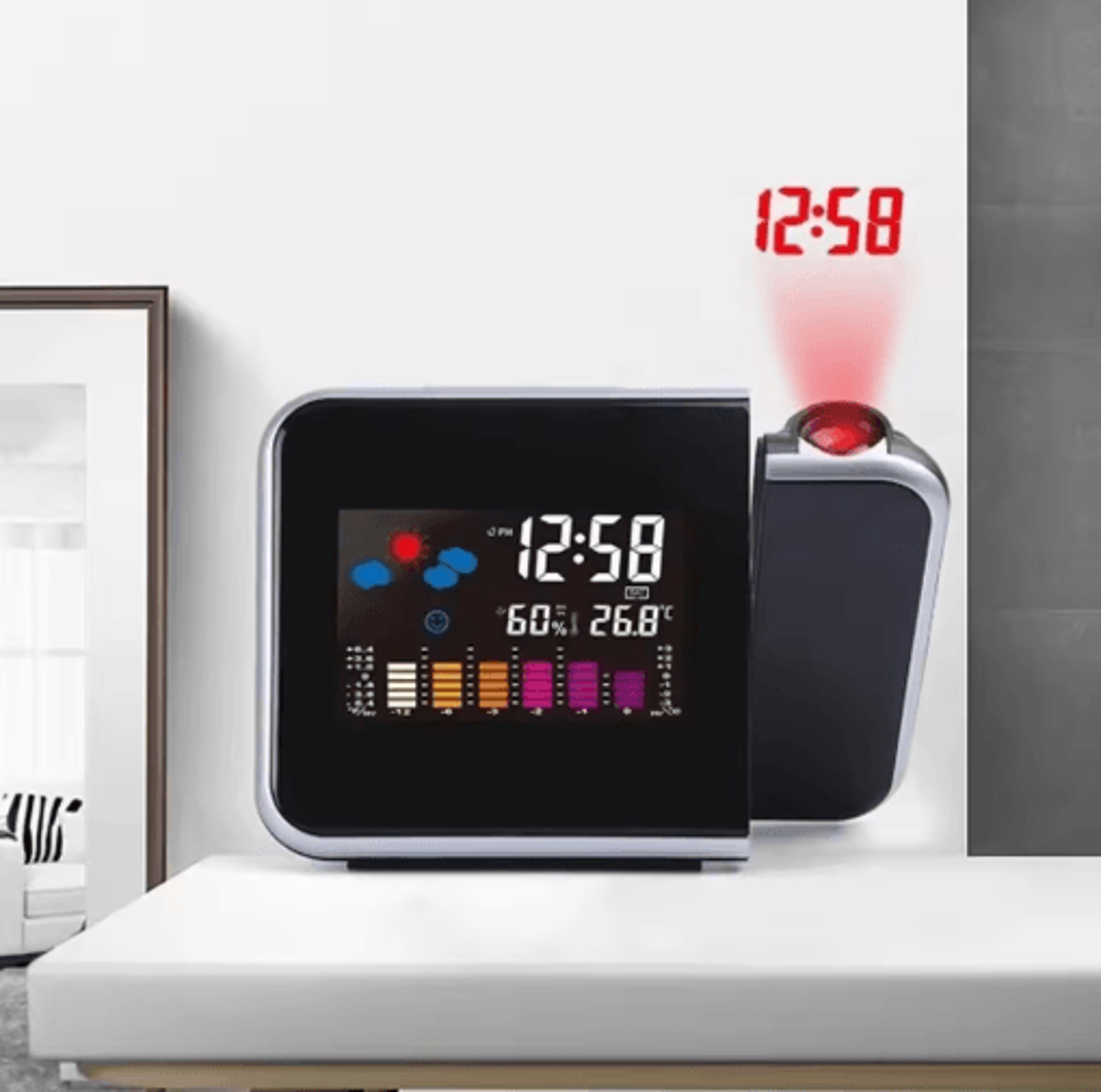 Smart LED Projection Alarm Clock  Adjustable Digital Weather Station Clock 5