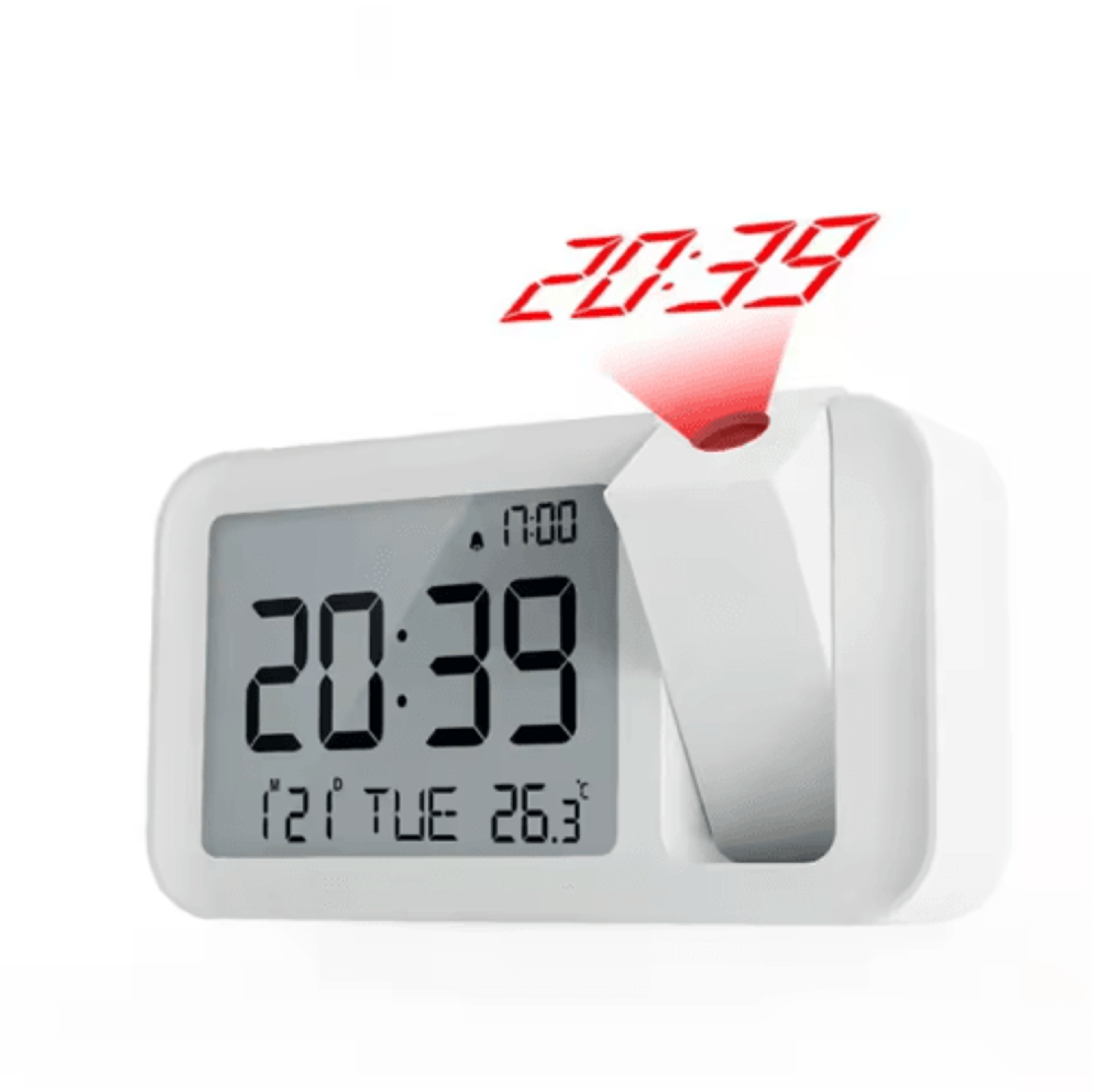 180 Projection Alarm Clock  Dimmable LCD Bedside Clock With Memory 1