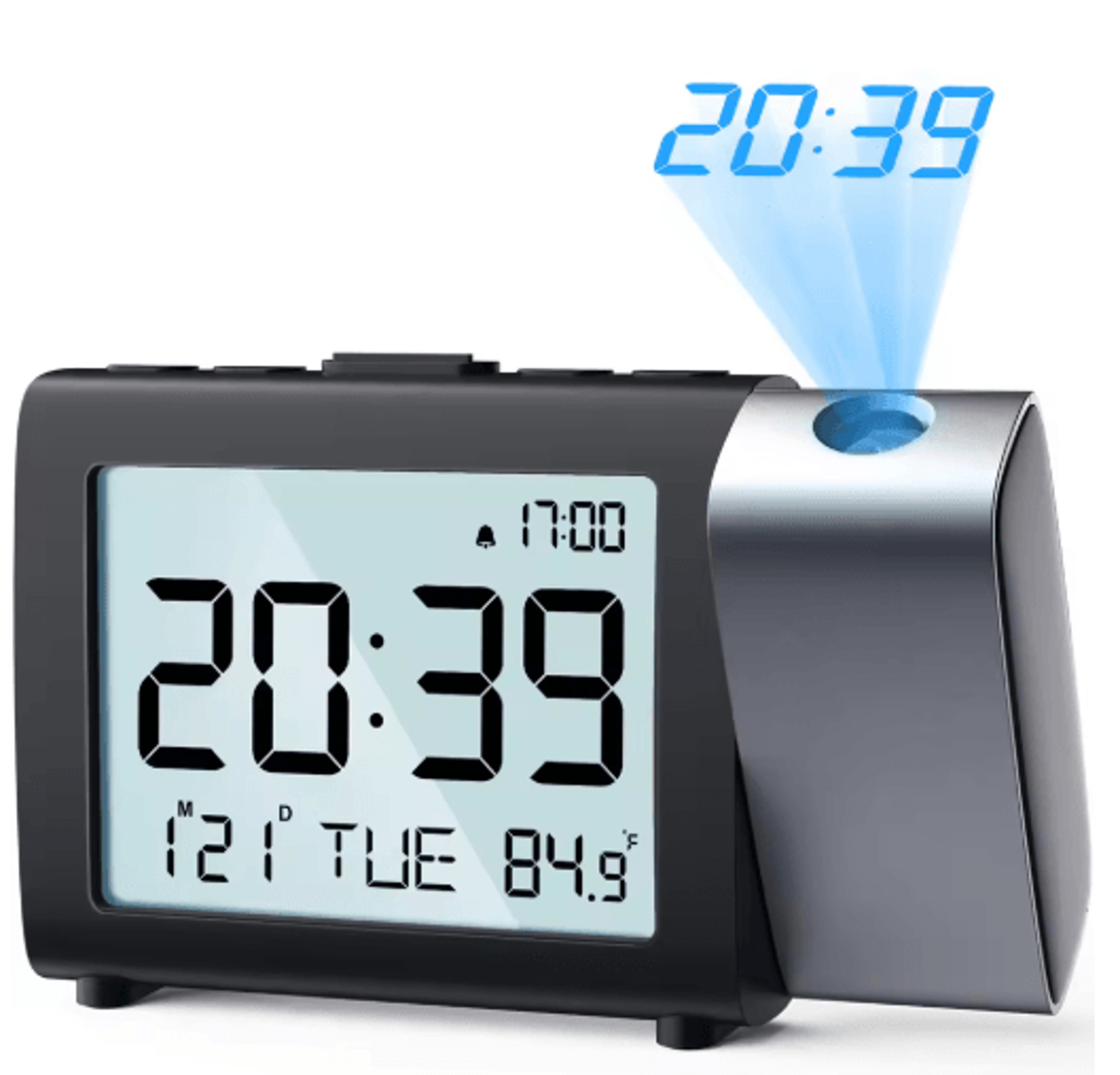 180 Projection Alarm Clock  Dimmable LCD Bedside Clock With Memory 2