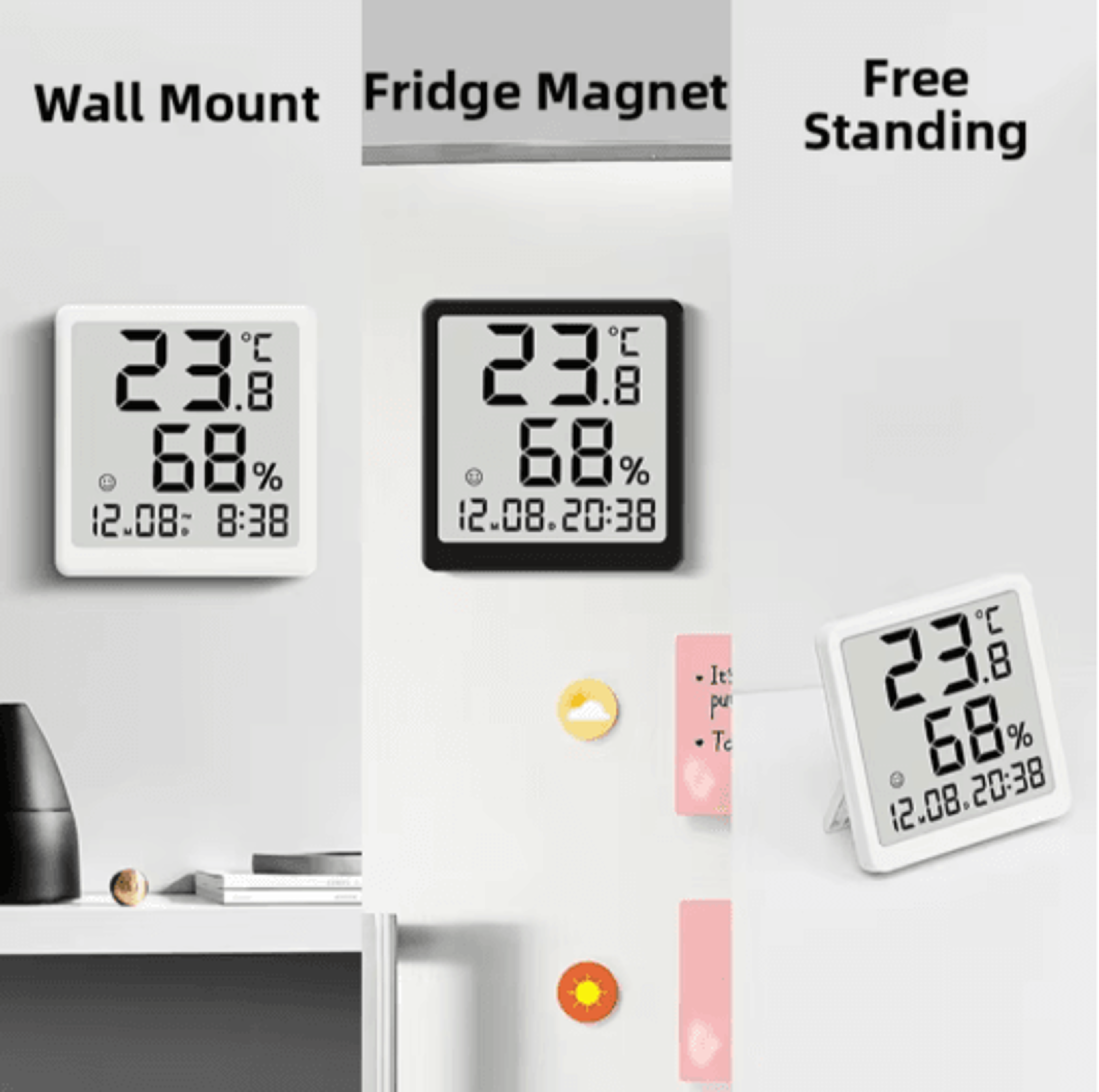 Magnetic Digital Kitchen Clock  LED Temperature Hygrometer  Alarm Timer 9
