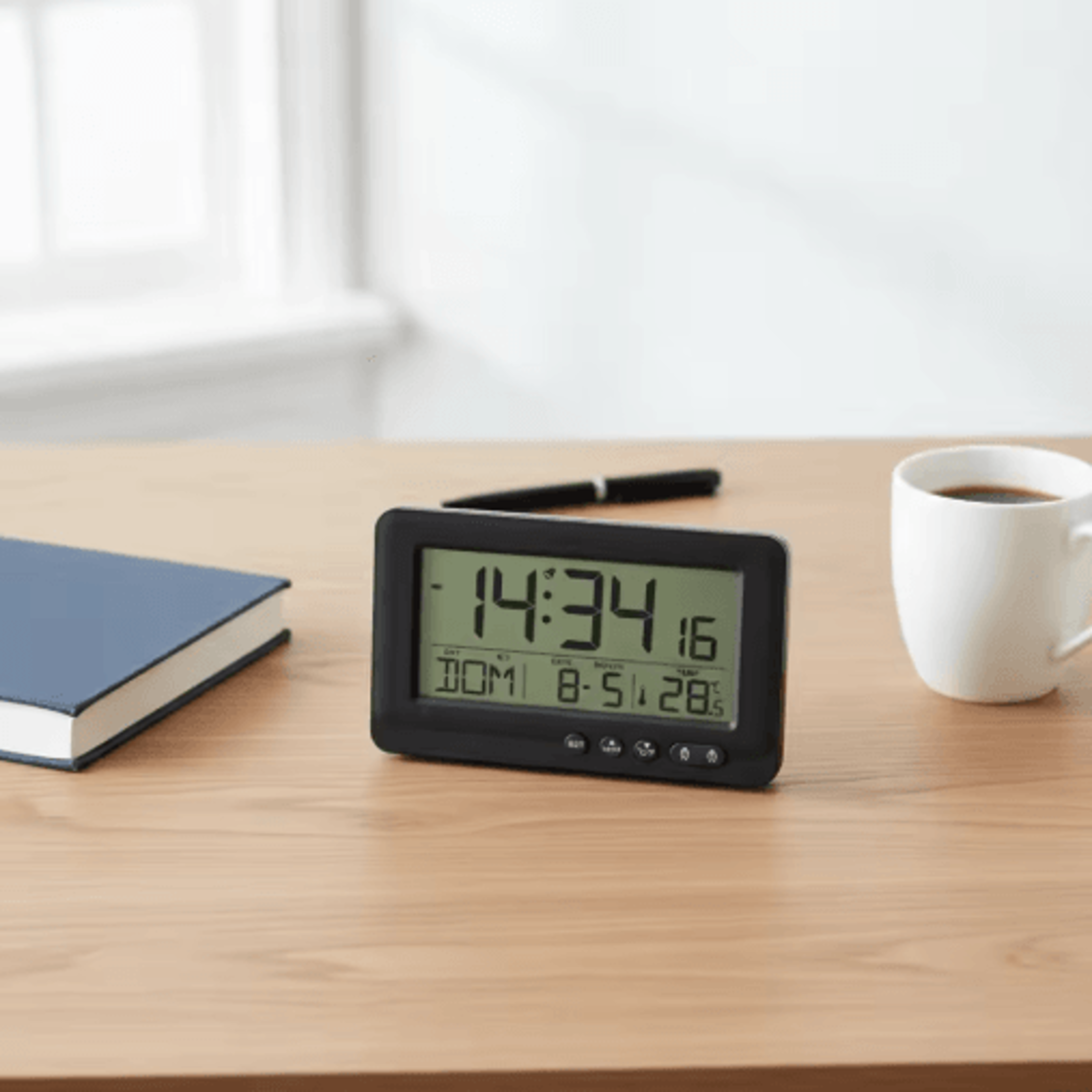 LCD Digital Alarm Clock  Time Date Week  Temperature Display 0