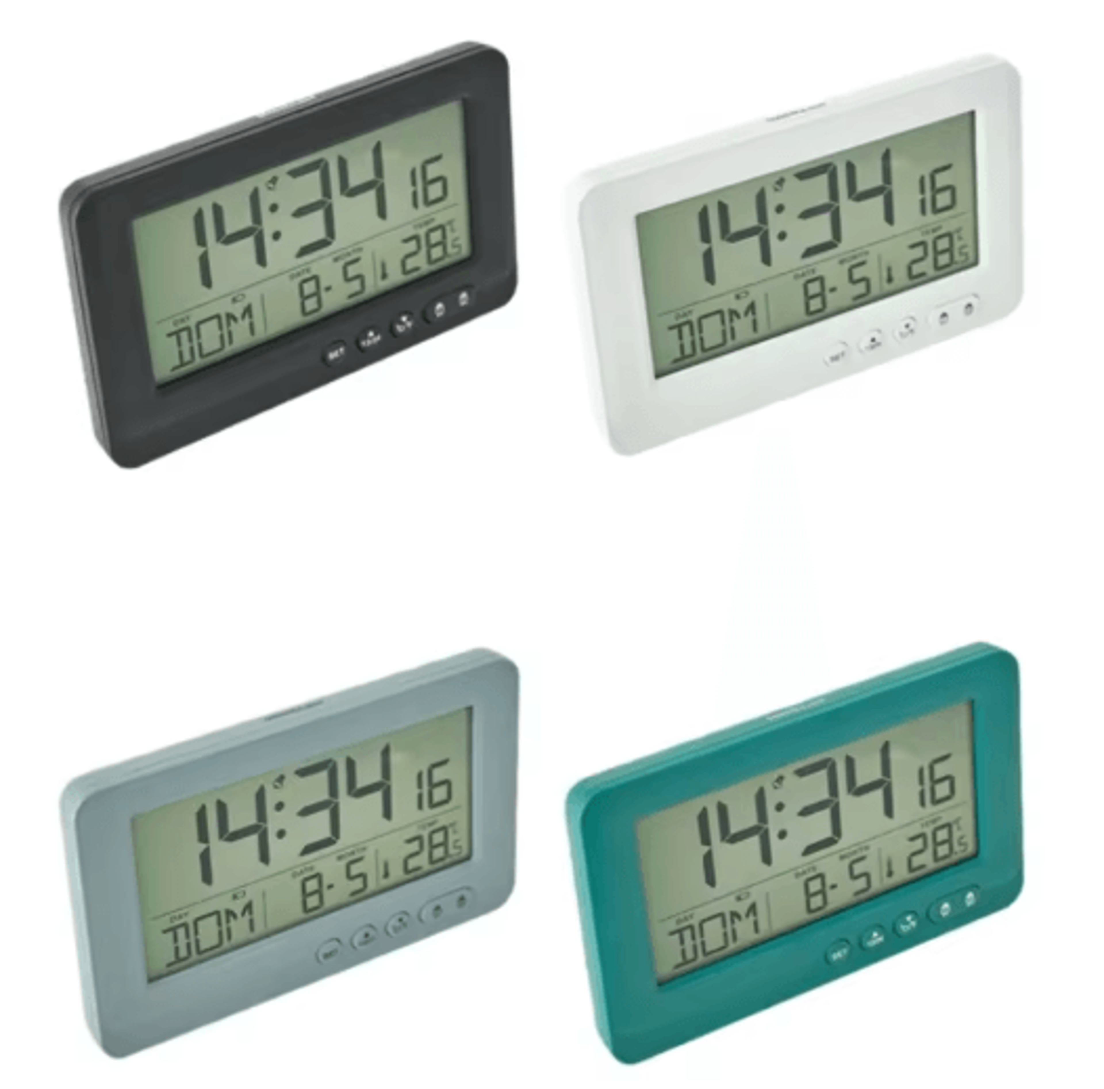 LCD Digital Alarm Clock  Time Date Week  Temperature Display 6